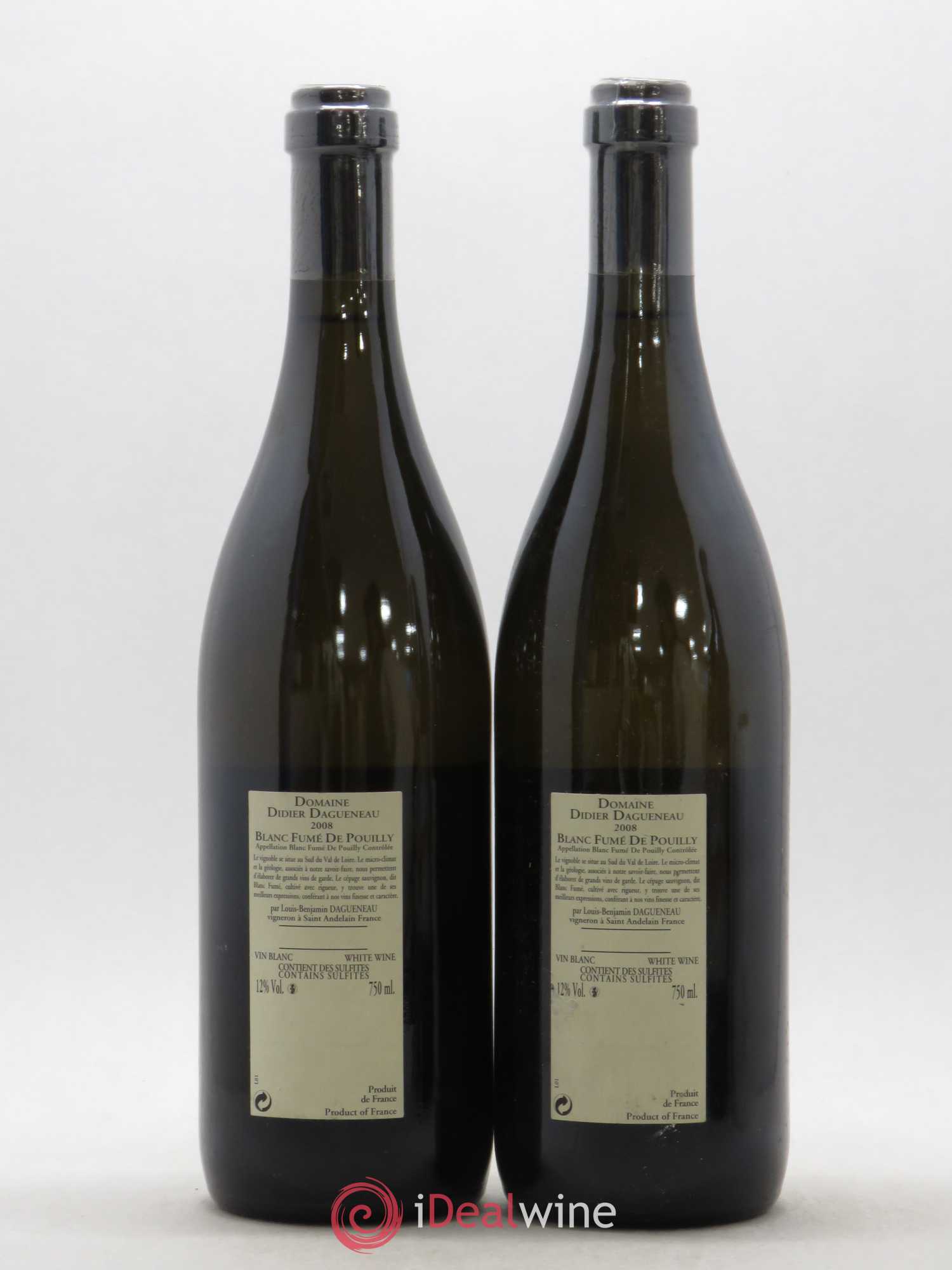 Pouilly-Fumé Blanc Fumé de Pouilly Dagueneau (Domaine Didier - Louis-Benjamin) 2008 - Lot de 2 bouteilles - 1