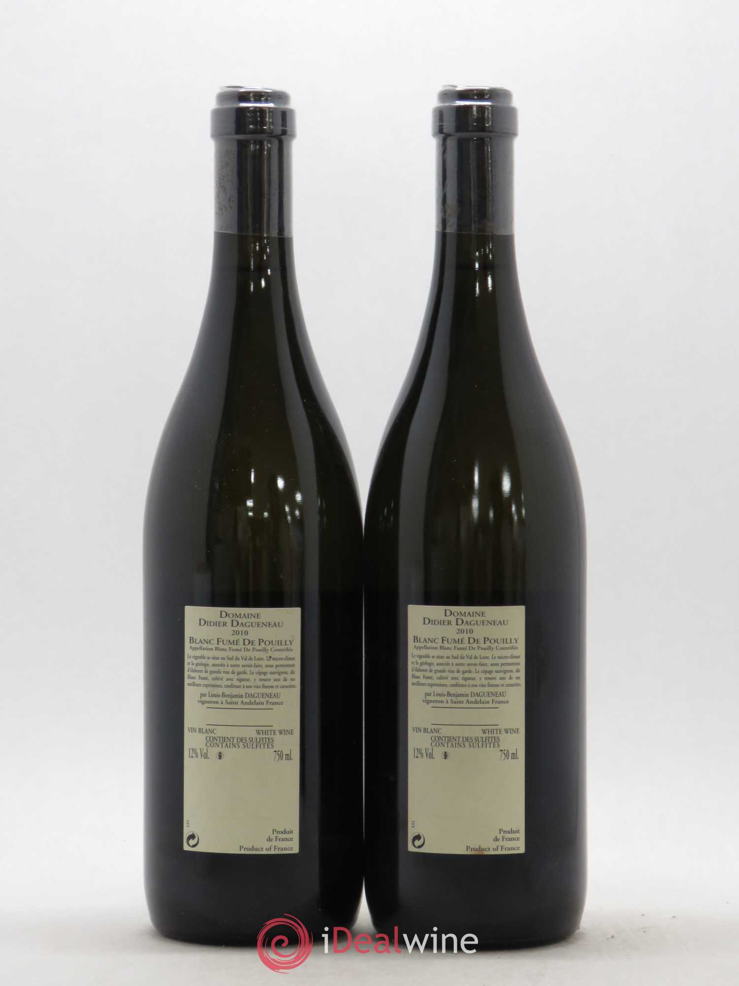 Pouilly-Fumé Blanc Fumé de Pouilly Dagueneau (Domaine Didier - Louis-Benjamin) 2010 - Lot de 2 bouteilles - 1