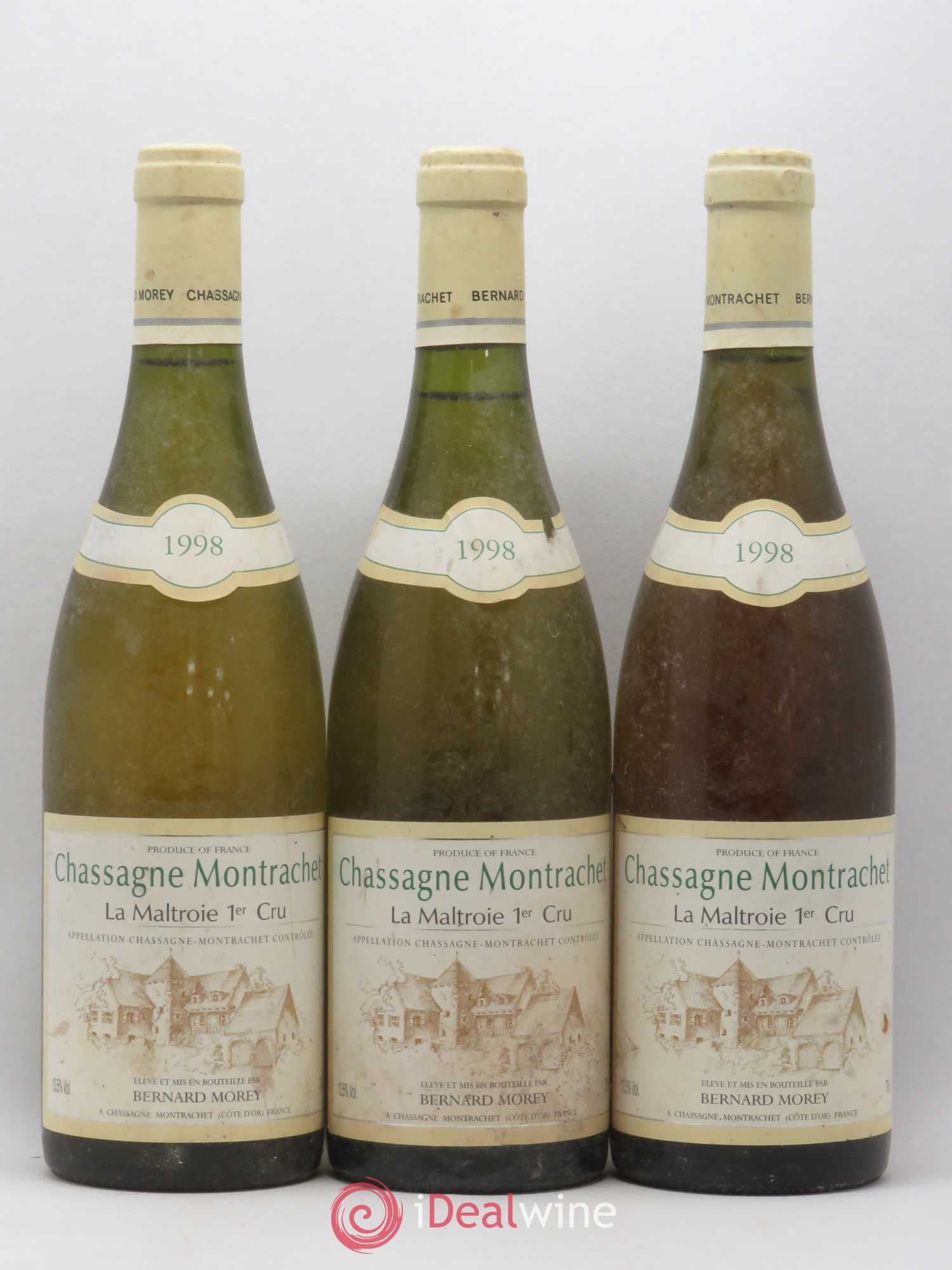 Chassagne-Montrachet 1er Cru La Maltroie Bernard Morey 1998 - Lotto di 3 bottiglie - 0