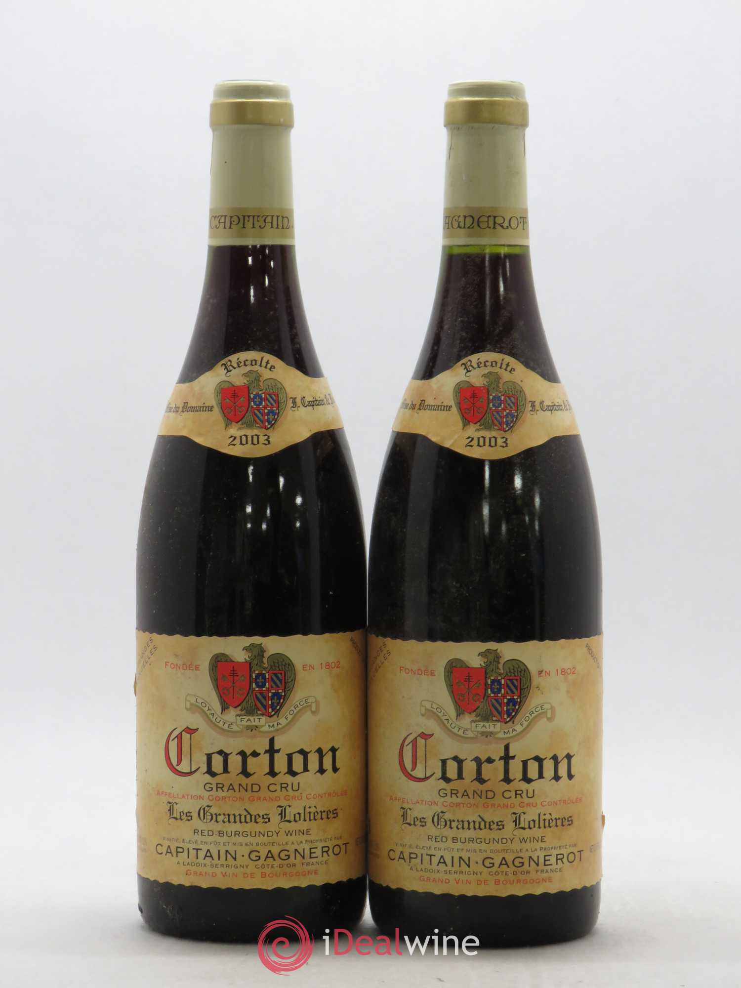 Corton Grand Cru Les Grandes Lolières Capitain Gagnerot 2003 - Posten von 2 Flaschen - 0