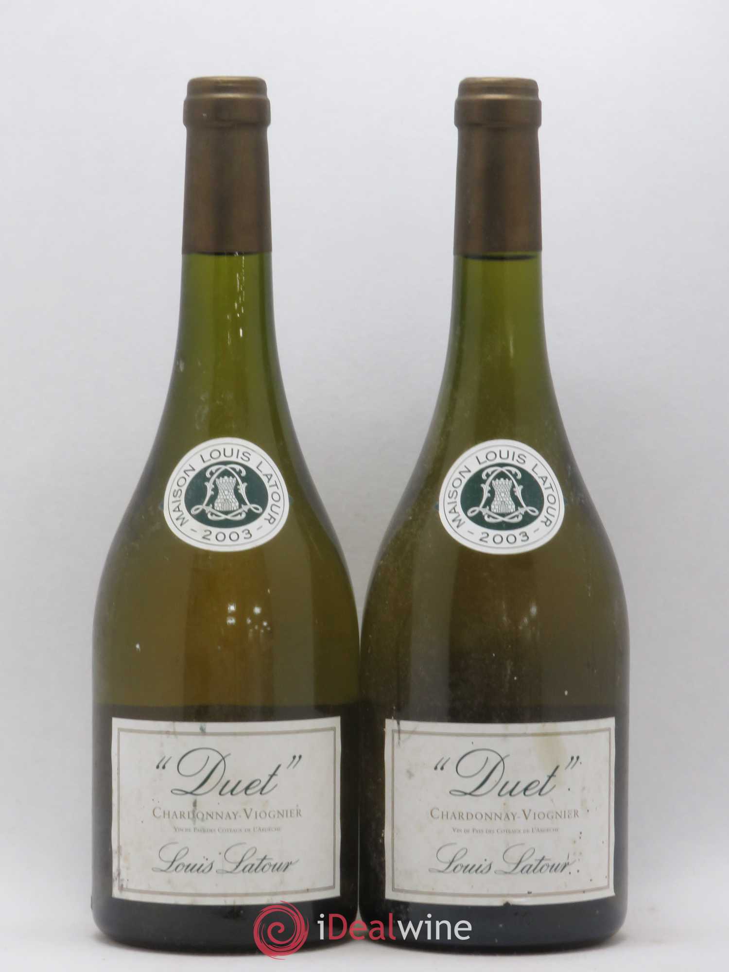 Rhône IGP Coteaux de l'Ardeche Duet Chardonnay Viognier Louis Latour (sans prix de réserve) 2003 - Posten von 2 Flaschen - 0