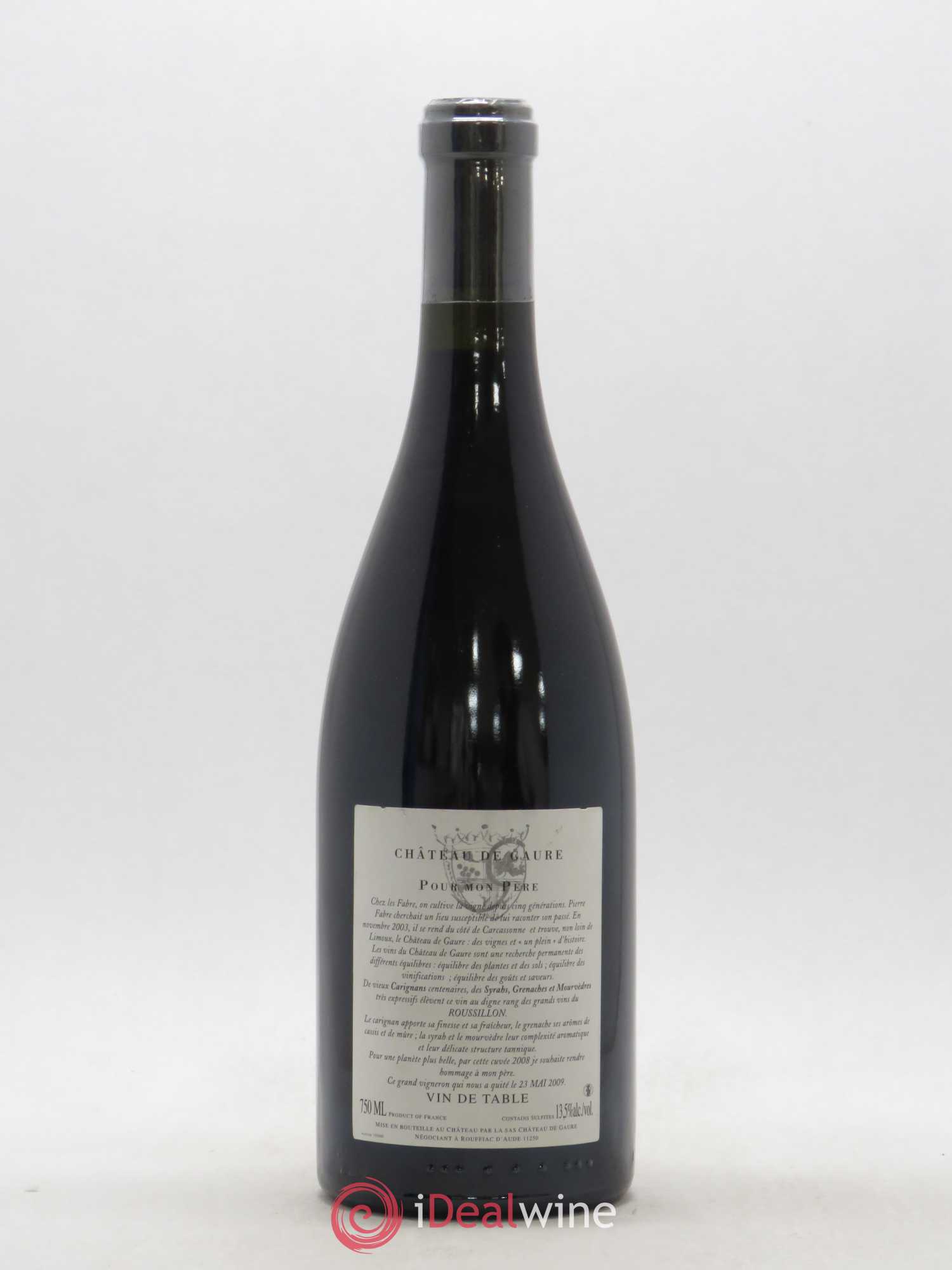 Vin de table Pour mon père Château de Gaure (sans prix de réserve) 2008 - Posten von 1 Flasche - 1