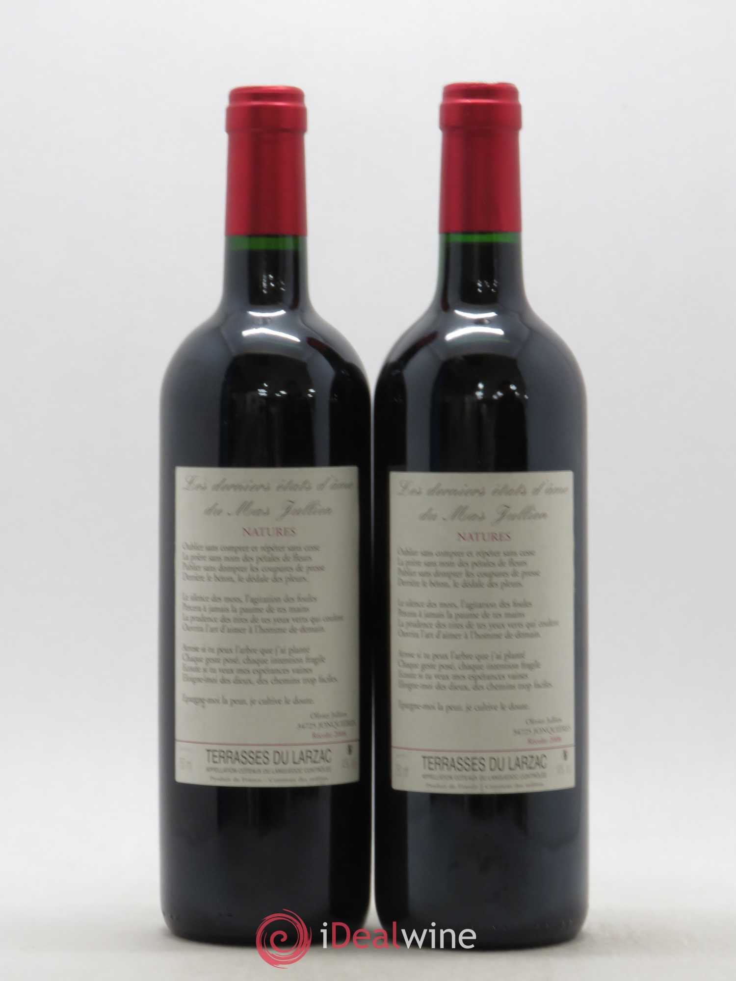 Terrasses du Larzac Mas Jullien Les derniers états d'âme Olivier Jullien 2008 - Lot de 2 bouteilles - 0