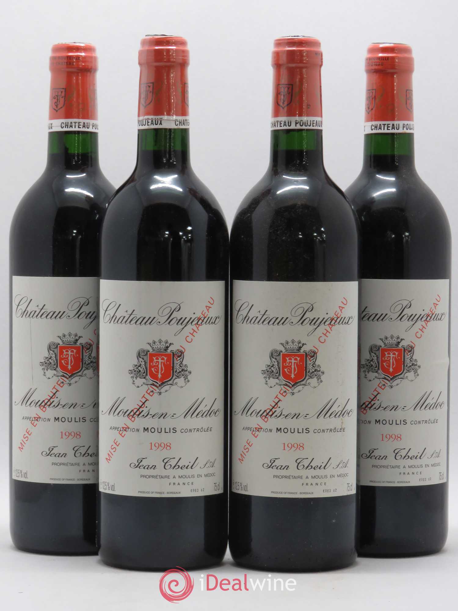 Château Poujeaux 1998 - Lot de 4 bouteilles - 0