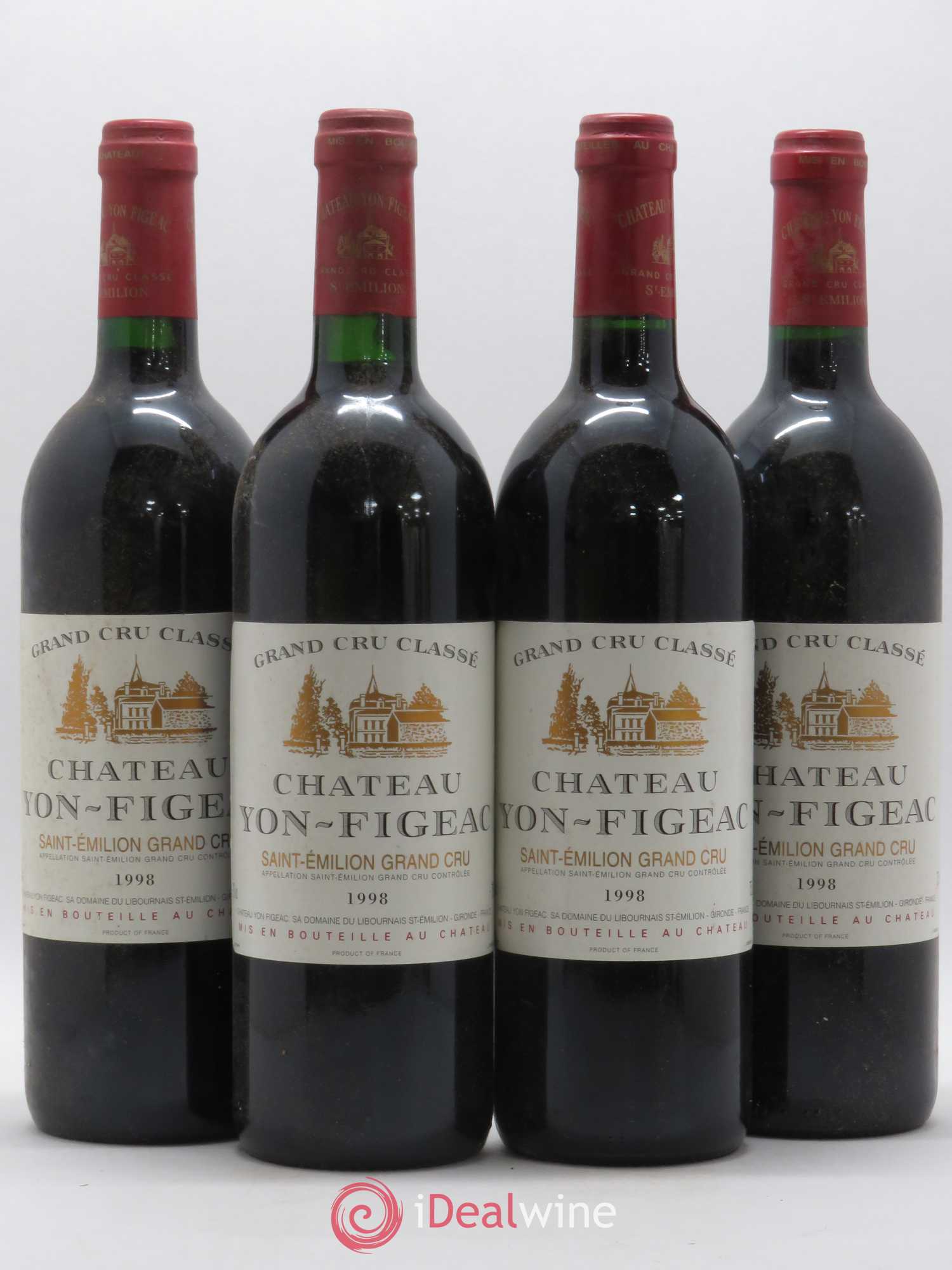 Château Yon Figeac Grand Cru Classé 1998 - Lot de 4 bouteilles - 0