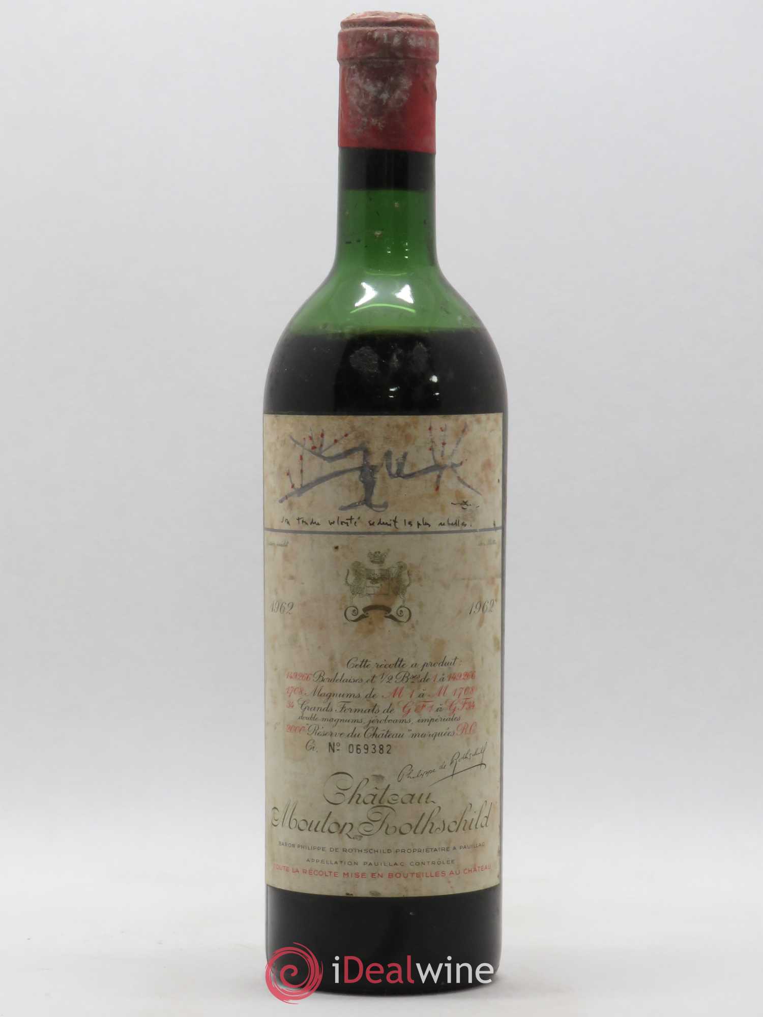 Château Mouton Rothschild 1er Grand Cru Classé 1962 - Lot de 1 bouteille - 0