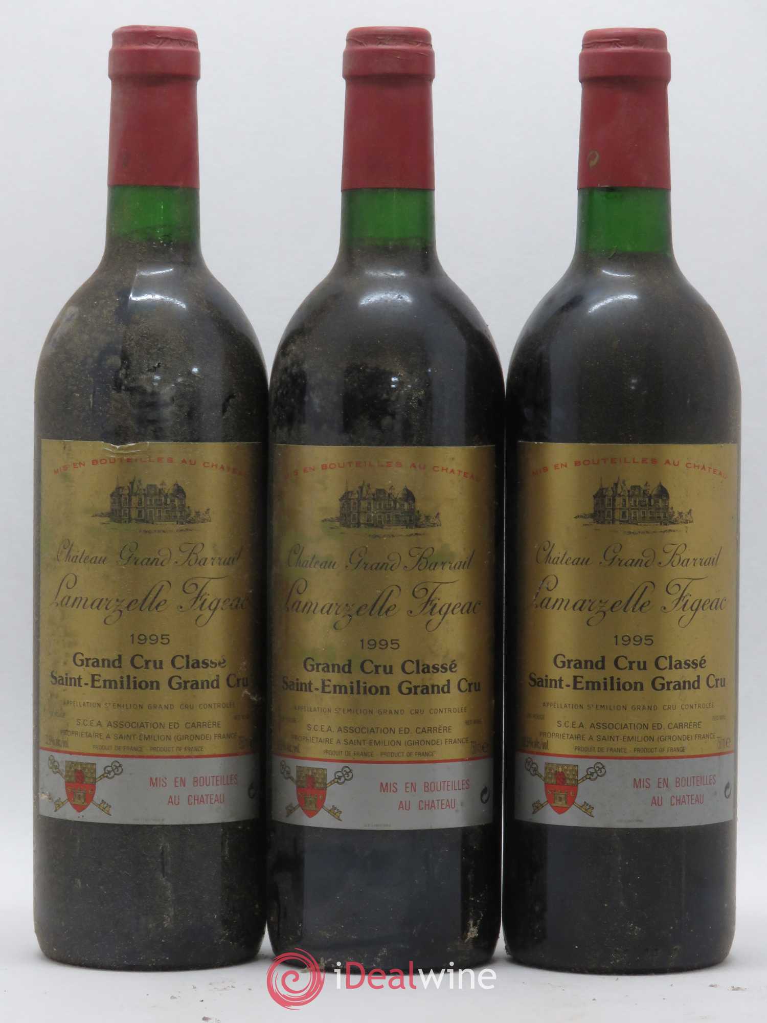 Château Grand Barrail Lamarzelle Figeac Grand Cru Classé 1995 - Lot de 3 bouteilles - 0