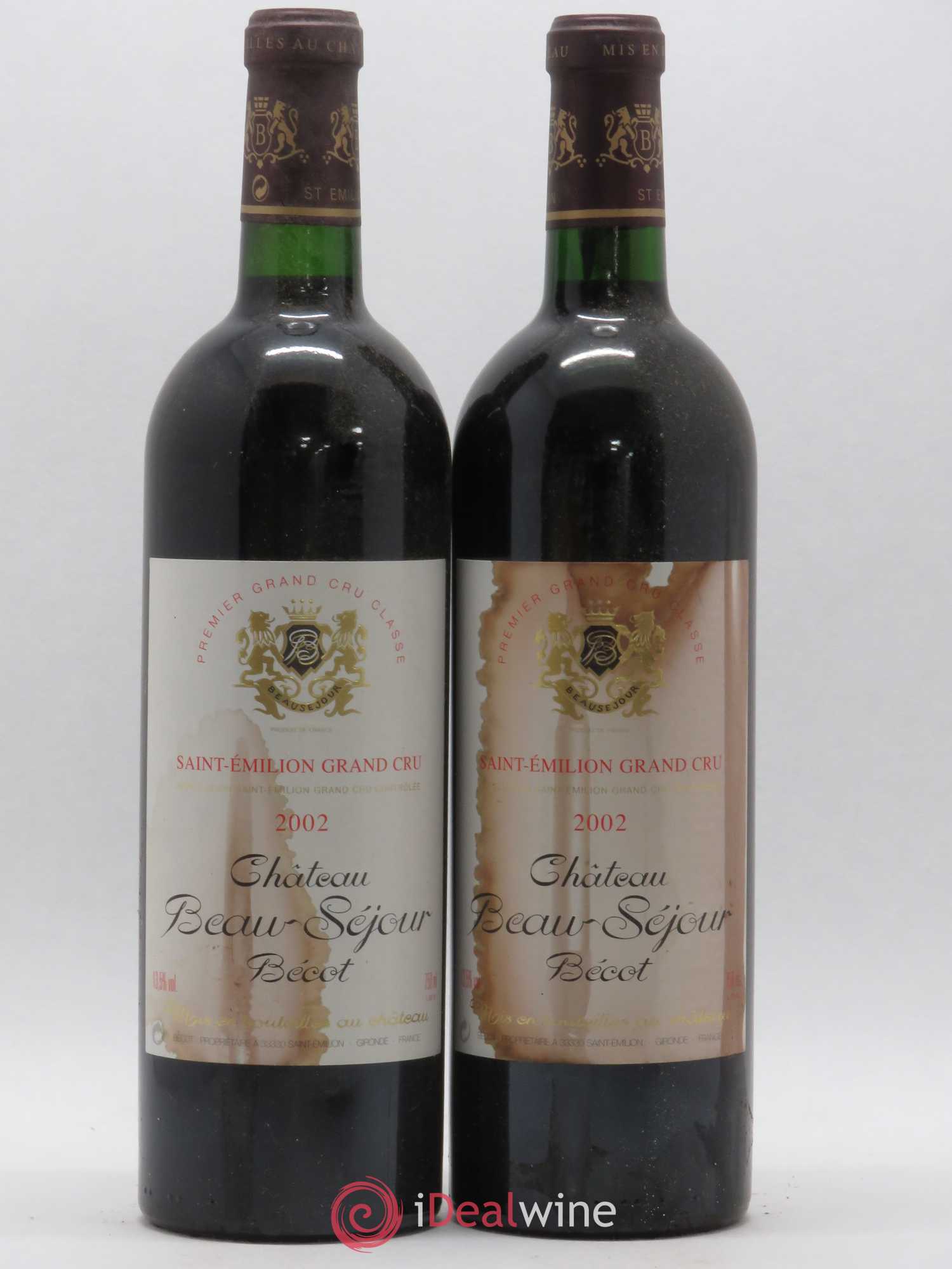 Château Beau-Séjour Bécot 1er Grand Cru Classé B 2002 - Lot de 2 bouteilles - 0