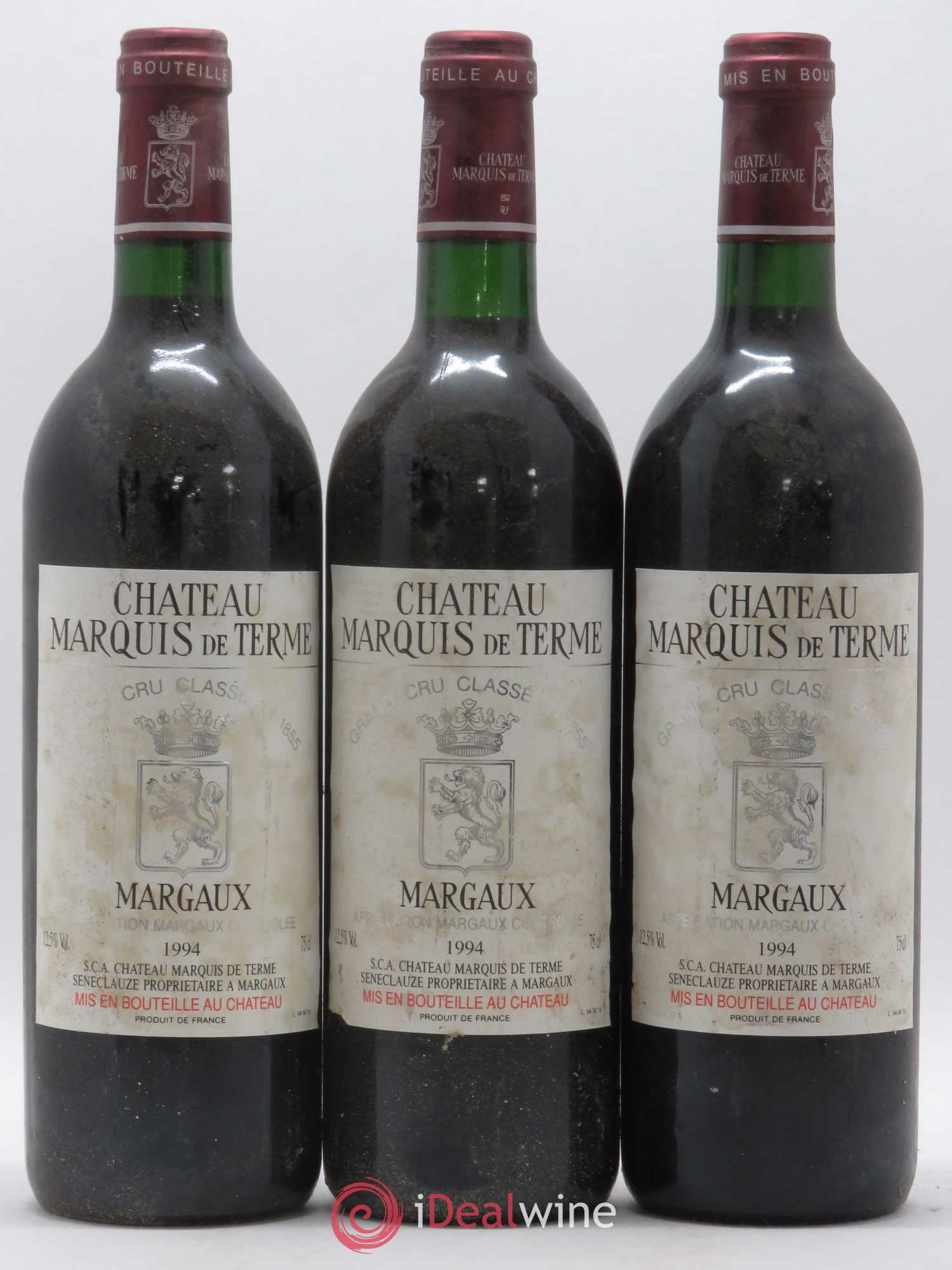 Château Marquis de Terme 4ème Grand Cru Classé 1994 - Lot de 3 bouteilles - 0