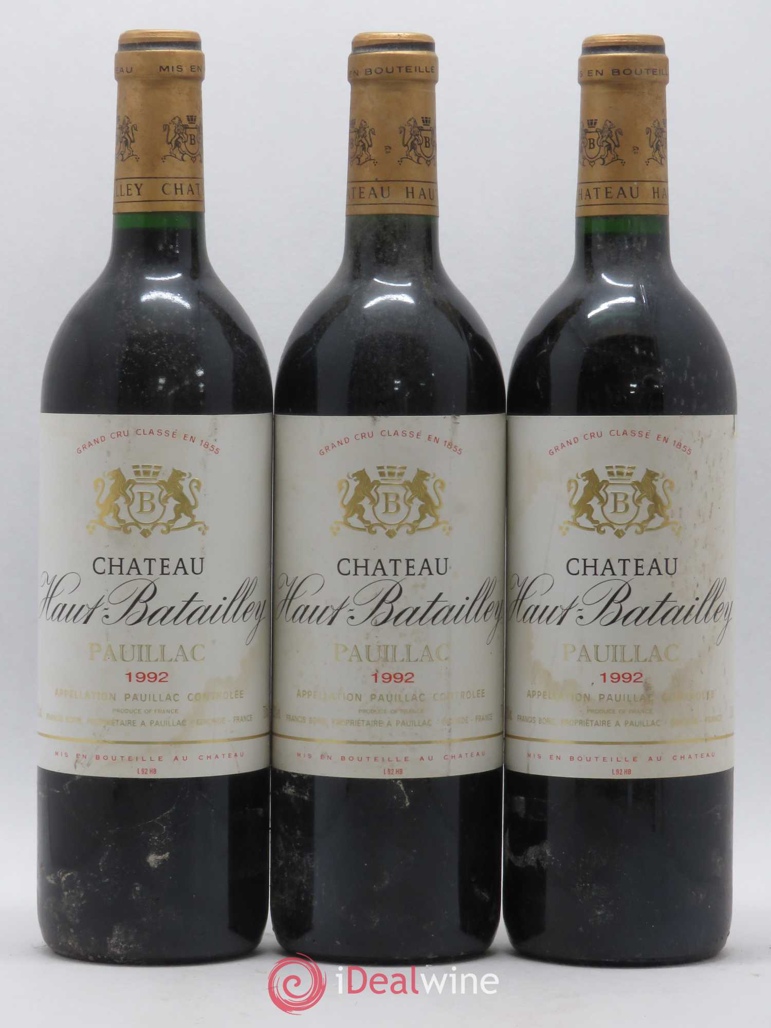 Château Haut Batailley 5ème Grand Cru Classé 1992 - Lot de 3 bouteilles - 0
