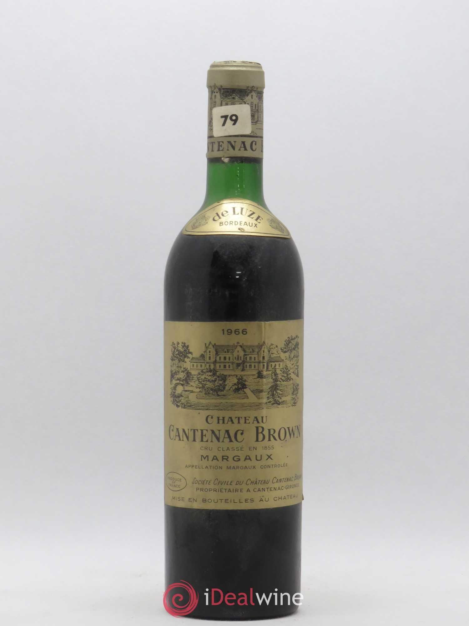 Château Cantenac Brown 3ème Grand Cru Classé 1966 - Lot de 1 bouteille - 0