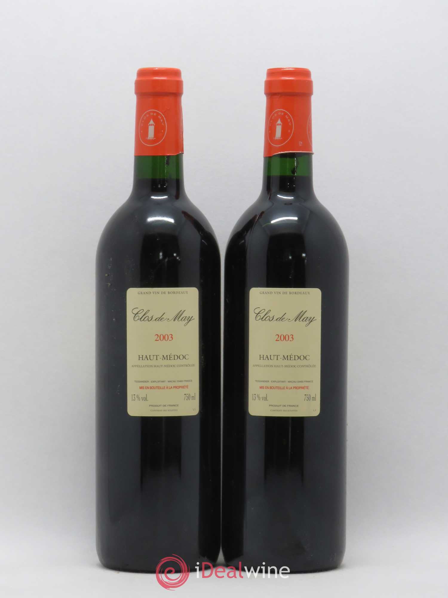 Haut Médoc Clos de May (sans prix de réserve) 2003 - Posten von 2 Flaschen - 1