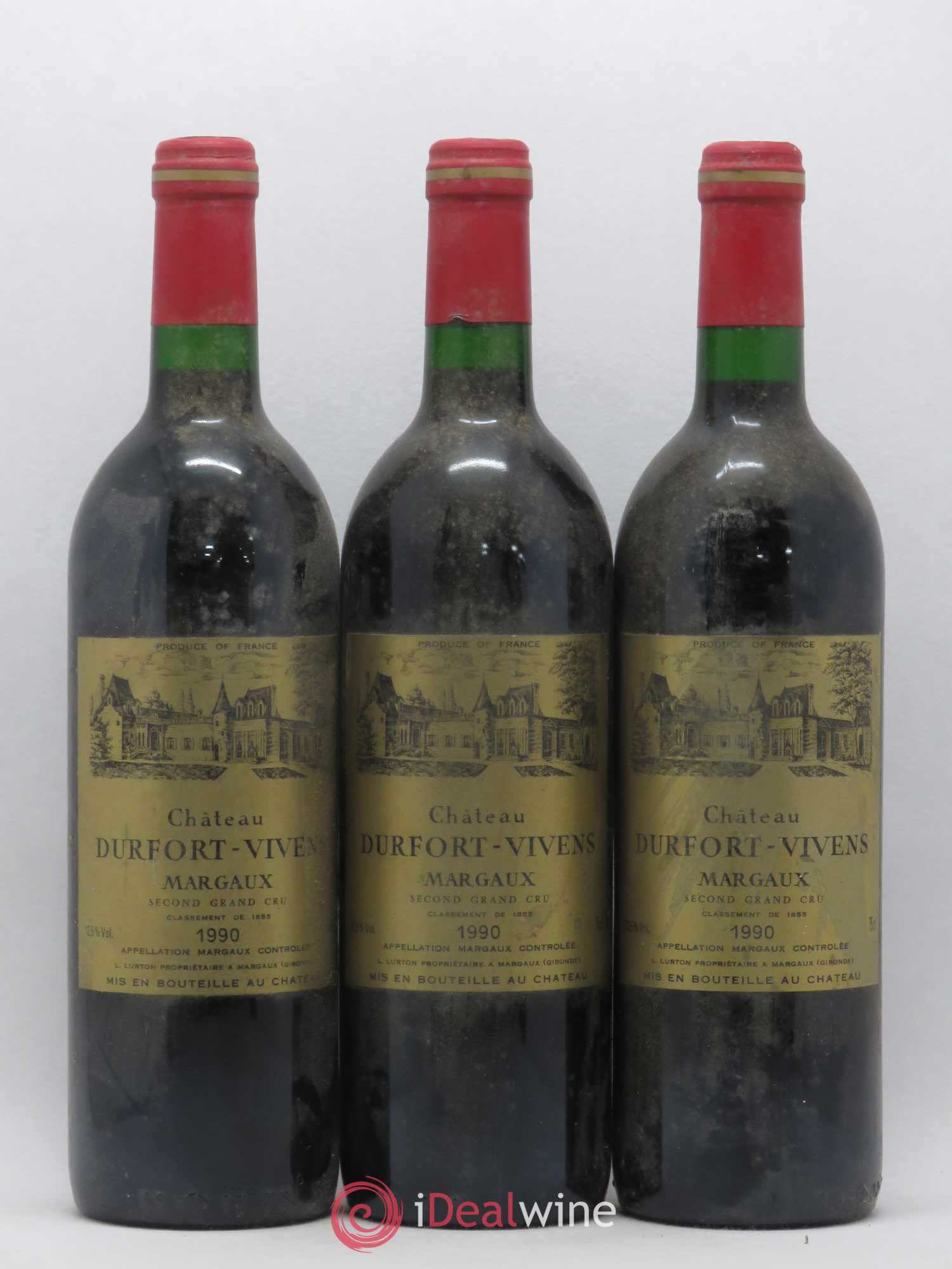 Château Durfort Vivens 2ème Grand Cru Classé 1990 - Lot de 3 bouteilles - 0
