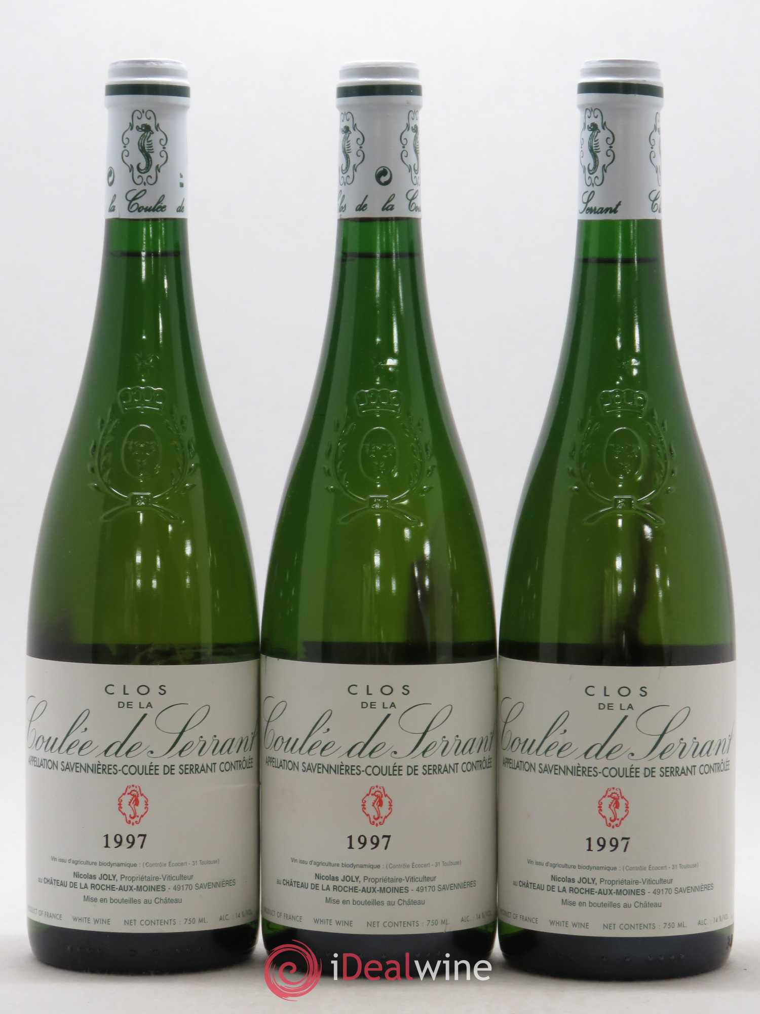 Savennières Clos de la Coulée de Serrant Vignobles de la Coulée de Serrant - Nicolas Joly 1997 - Lot de 3 bouteilles - 0