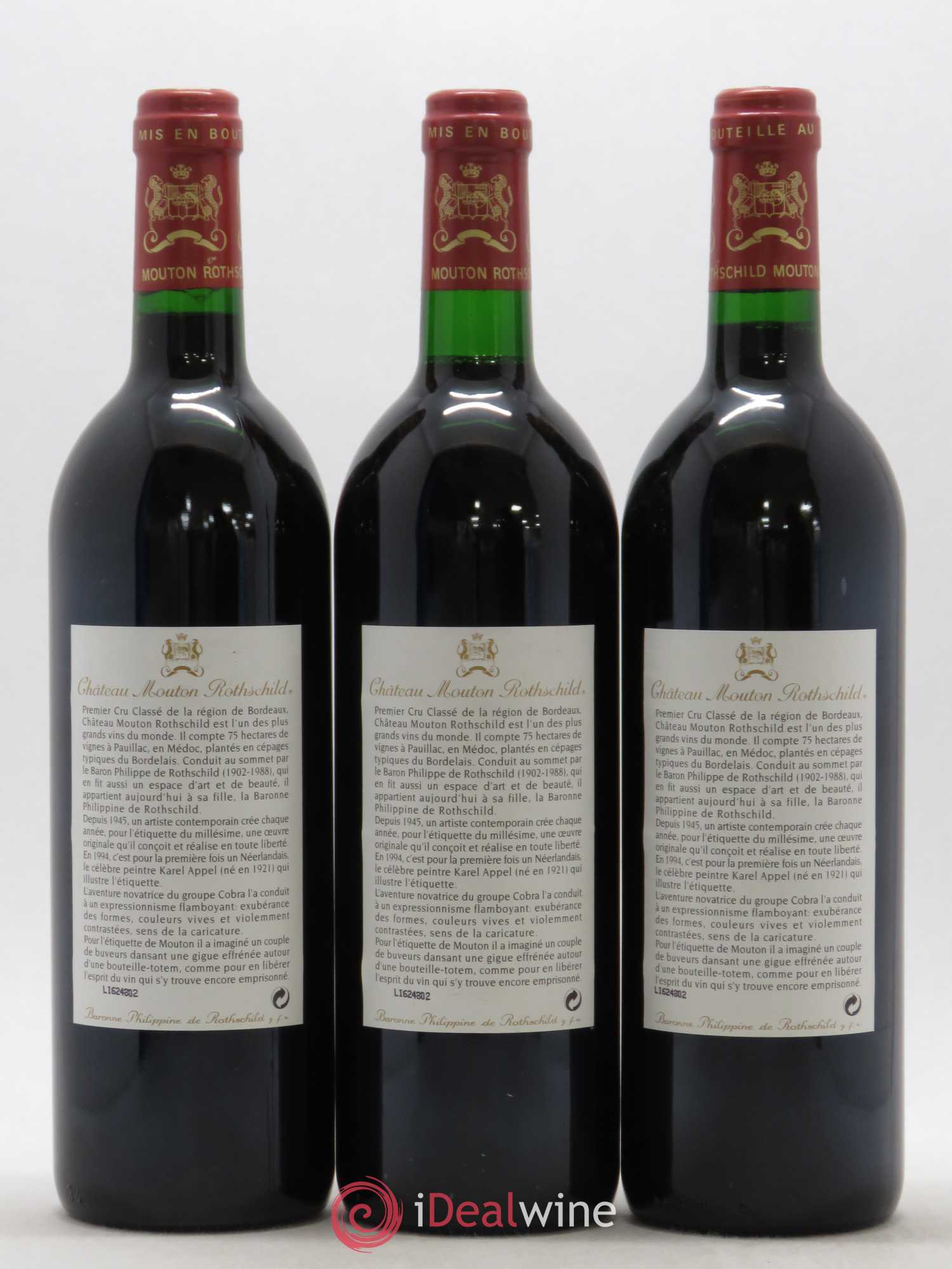 Château Mouton Rothschild 1er Grand Cru Classé 1994 - Lot de 3 bouteilles - 1