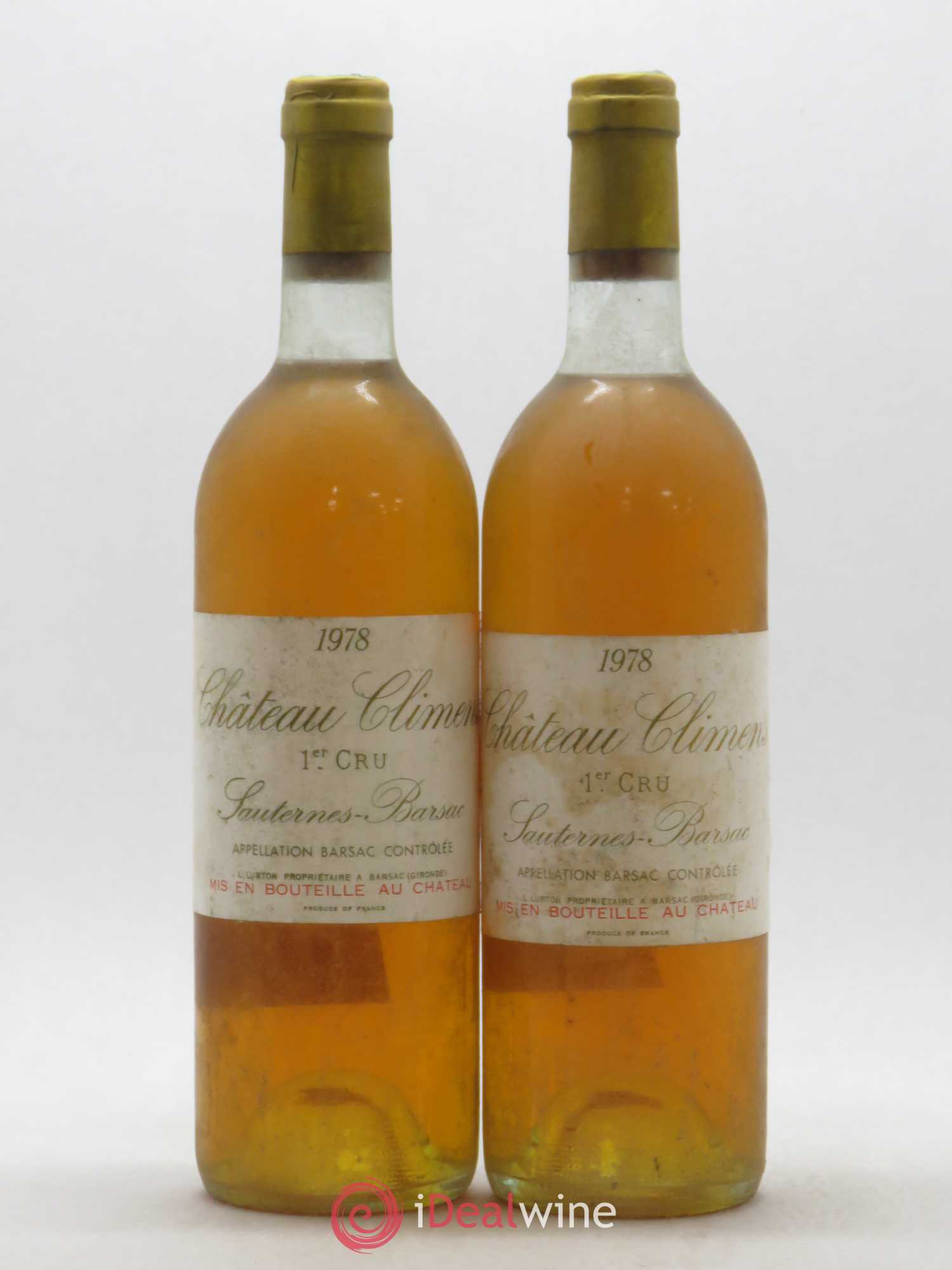 Château Climens 1er Grand Cru Classé 1978 - Lotto di 2 bottiglie - 0