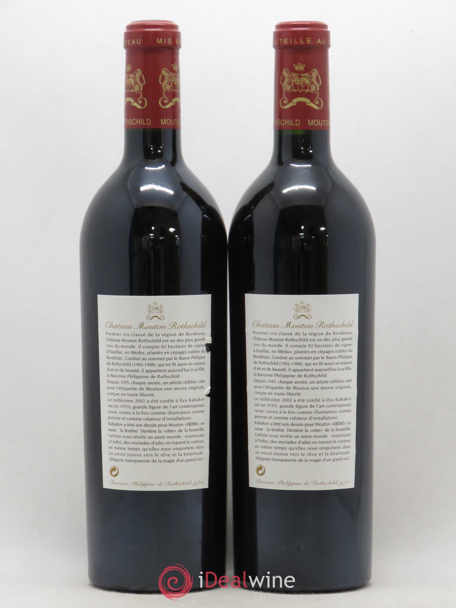 Château Mouton Rothschild 1er Grand Cru Classé 2002 - Lot de 2 bouteilles - 1