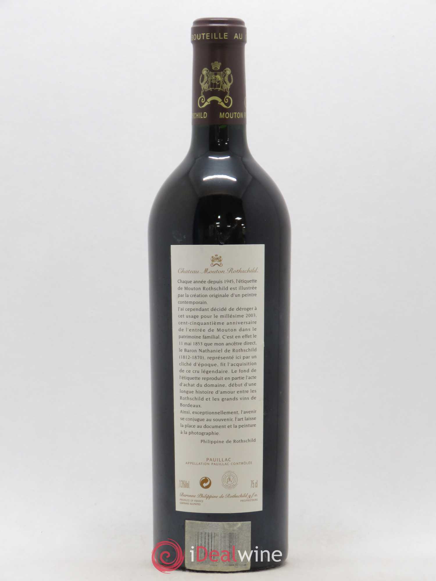 Château Mouton Rothschild 1er Grand Cru Classé 2003 - Lot de 1 bouteille - 1