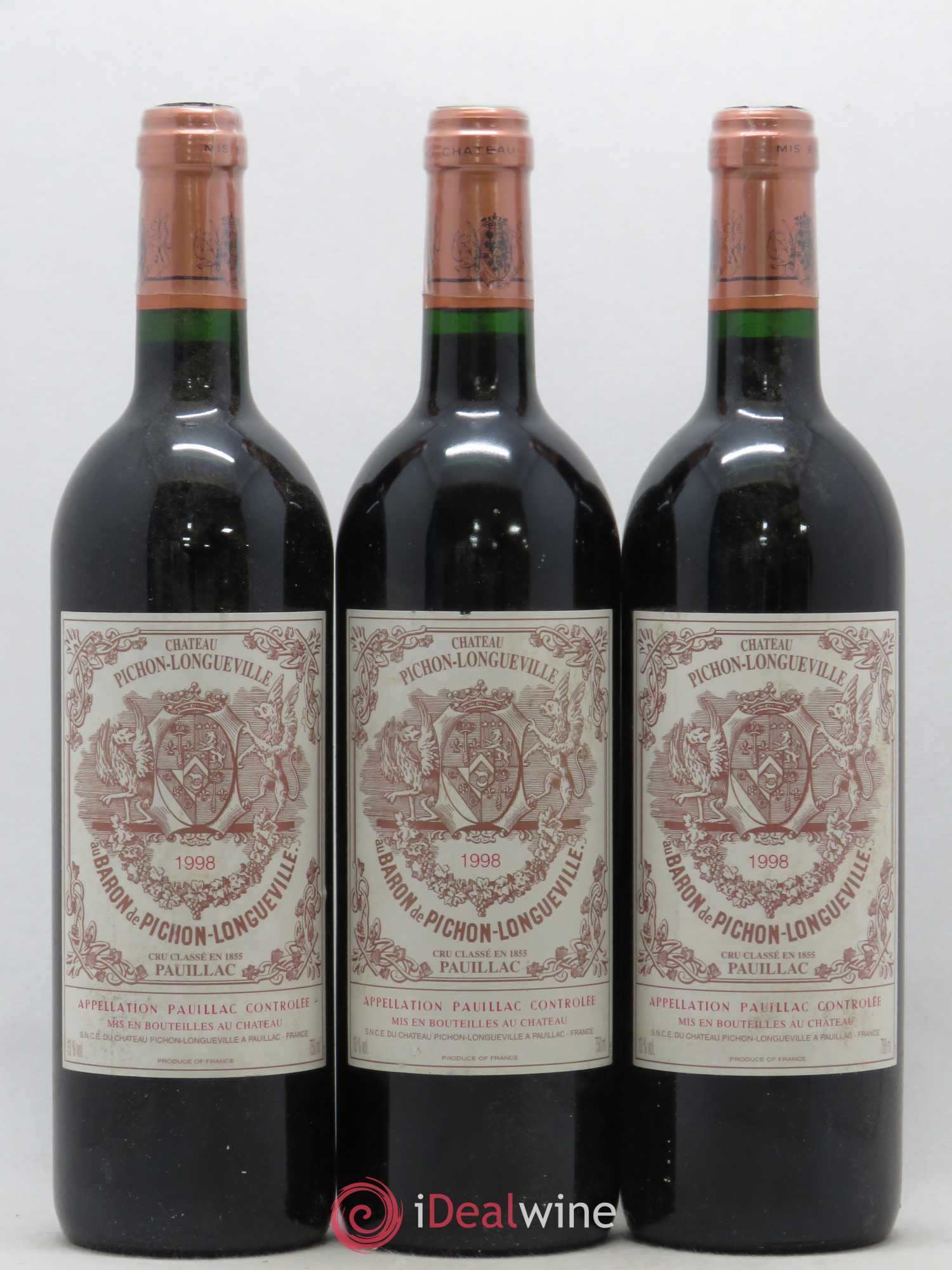 Pichon Longueville Baron 2ème Grand Cru Classé 1998 - Lot de 3 bouteilles - 0