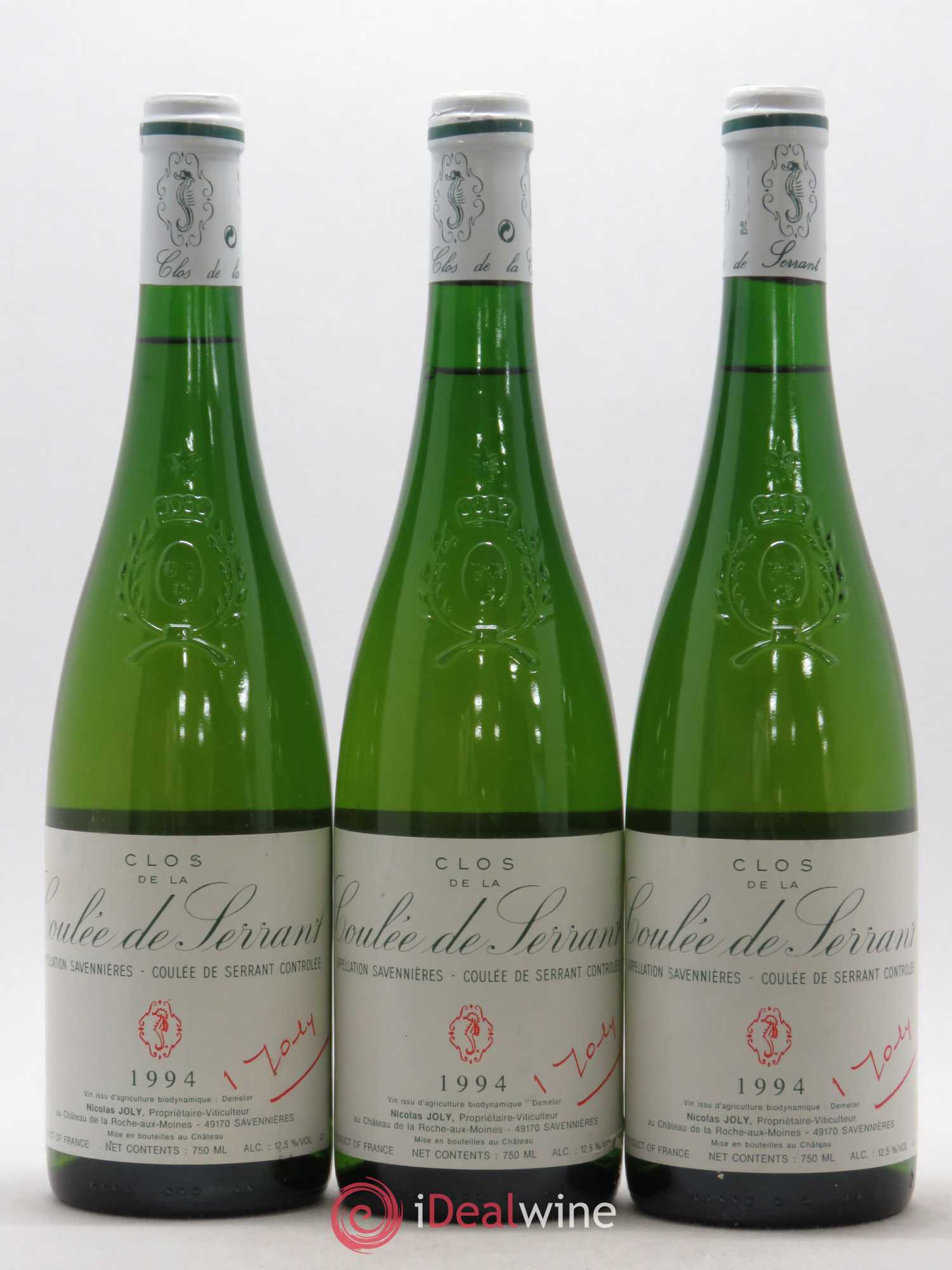 Savennières Clos de la Coulée de Serrant Vignobles de la Coulée de Serrant - Nicolas Joly 1994 - Lot de 3 bouteilles - 0
