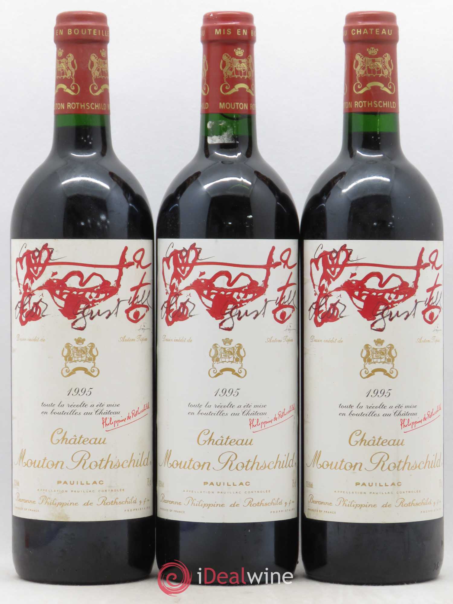 Château Mouton Rothschild 1er Grand Cru Classé 1995 - Lot de 3 bouteilles - 0