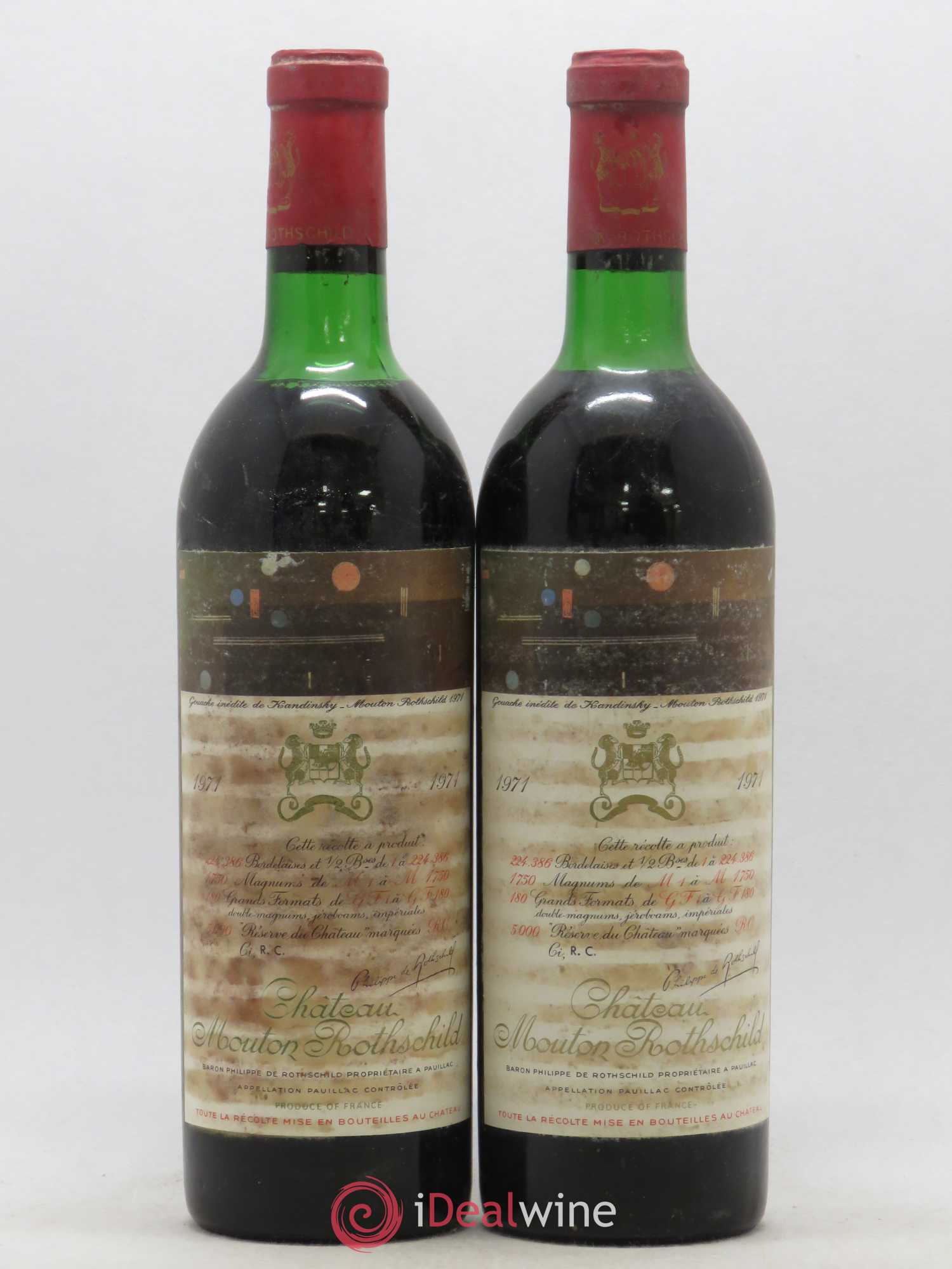 Château Mouton Rothschild 1er Grand Cru Classé 1971 - Lot de 2 bouteilles - 0