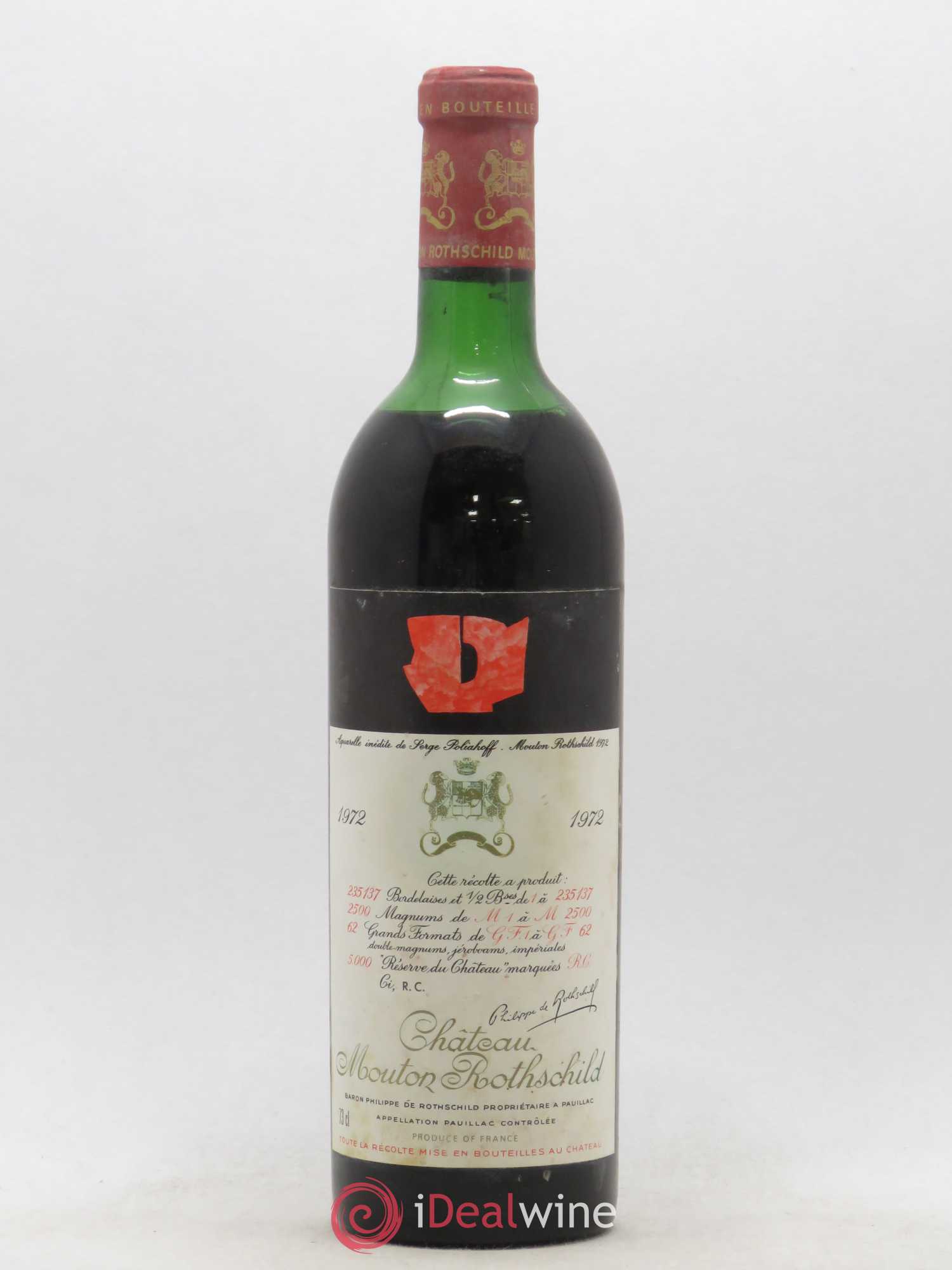 Château Mouton Rothschild 1er Grand Cru Classé 1972 - Lot de 1 bouteille - 0