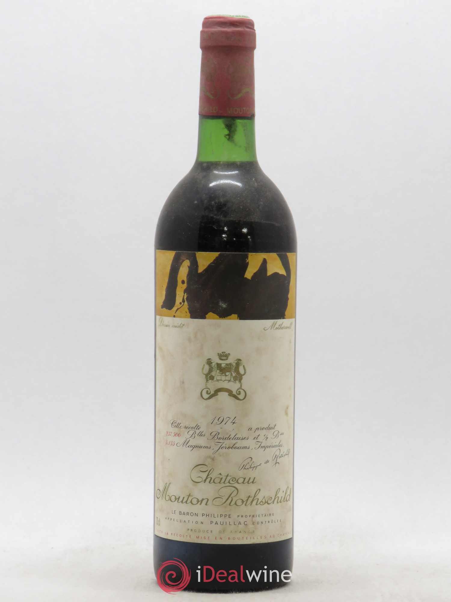 Château Mouton Rothschild 1er Grand Cru Classé 1974 - Lot de 1 bouteille - 0