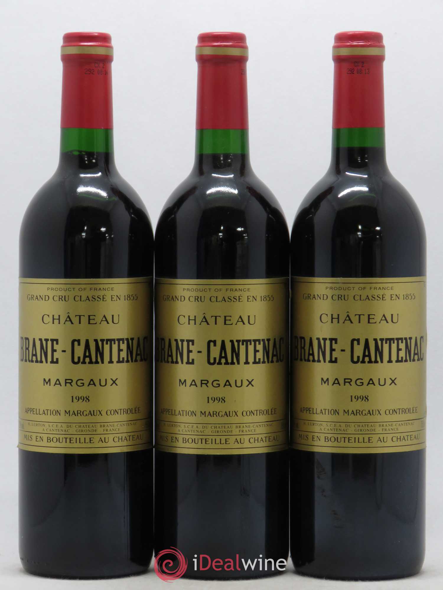 Château Brane Cantenac 2ème Grand Cru Classé 1998 - Lot de 3 bouteilles - 0