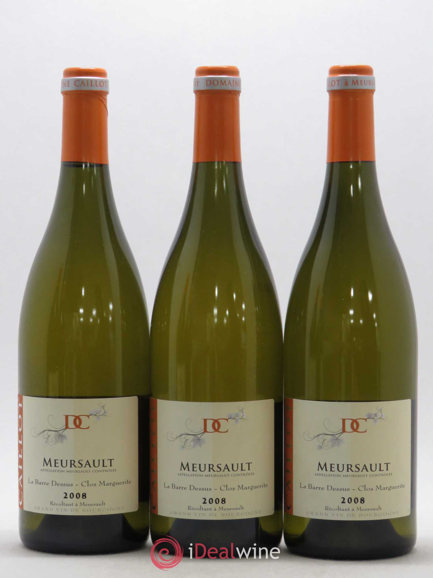 Meursault La Barre Dessus Clos Marguerite Domaine Caillot 2008 - Lot de 3 bouteilles - 0