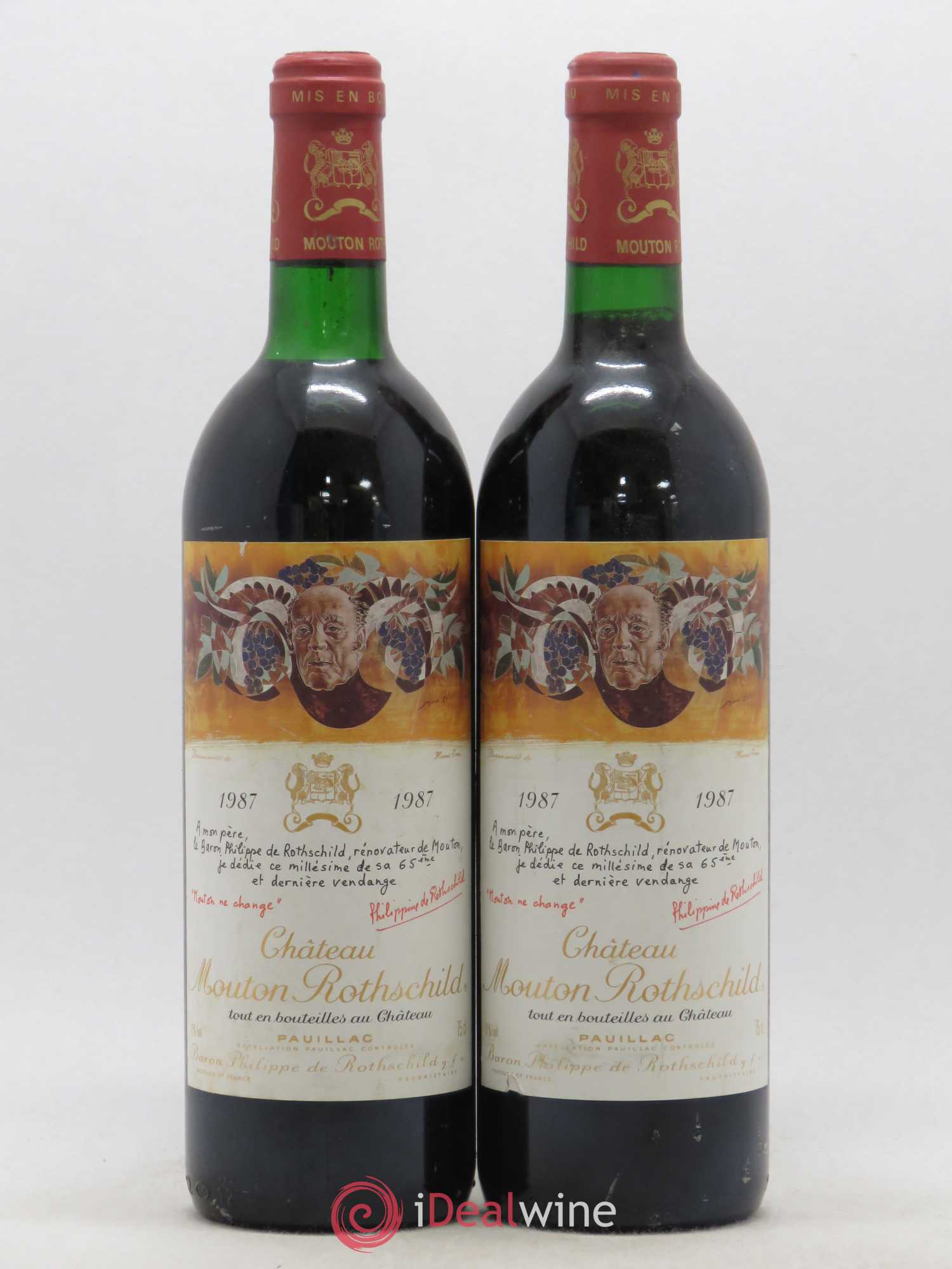 Château Mouton Rothschild 1er Grand Cru Classé 1987 - Lot de 2 bouteilles - 0