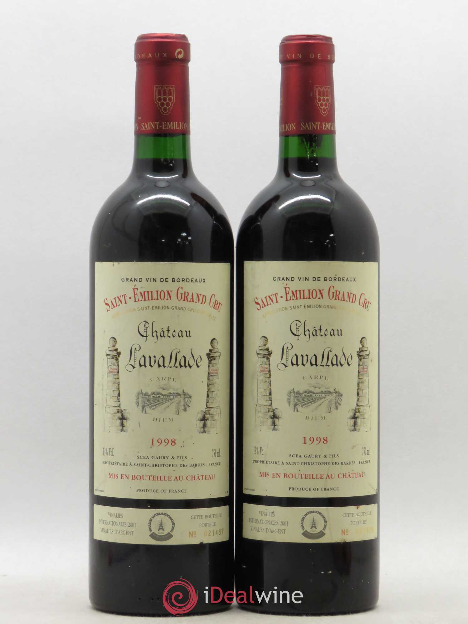 Saint-Émilion Grand Cru Château Lavallade 1998 - Posten von 2 Flaschen - 0