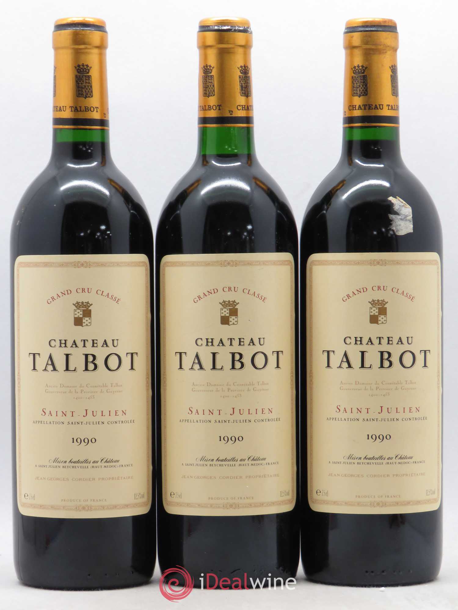 Château Talbot 4ème Grand Cru Classé 1990 - Lot de 3 bouteilles - 0