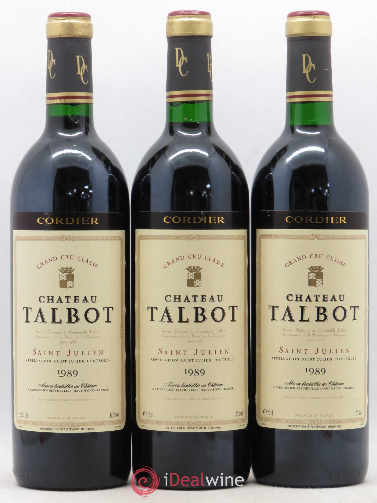 Château Talbot 4ème Grand Cru Classé 1989 - Lot de 3 bouteilles - 0