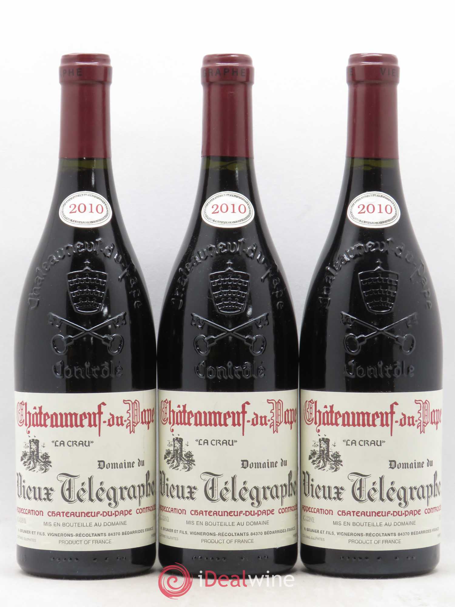 Châteauneuf-du-Pape Vieux Télégraphe (Domaine du) Vignobles Brunier 2010 - Lot de 3 bouteilles - 0