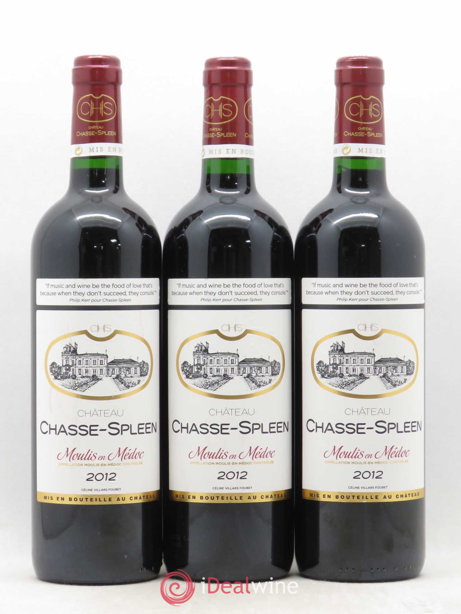 Château Chasse Spleen 2012 - Lot de 3 bouteilles - 0