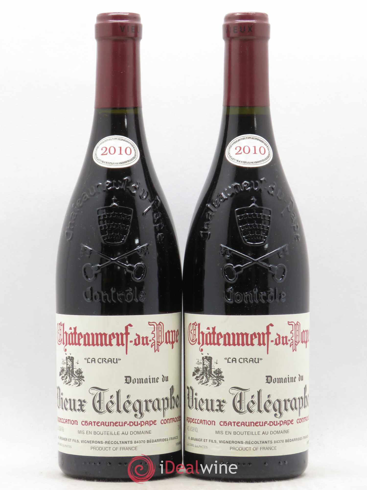 Châteauneuf-du-Pape Vieux Télégraphe (Domaine du) Vignobles Brunier 2010 - Lot de 2 bouteilles - 0