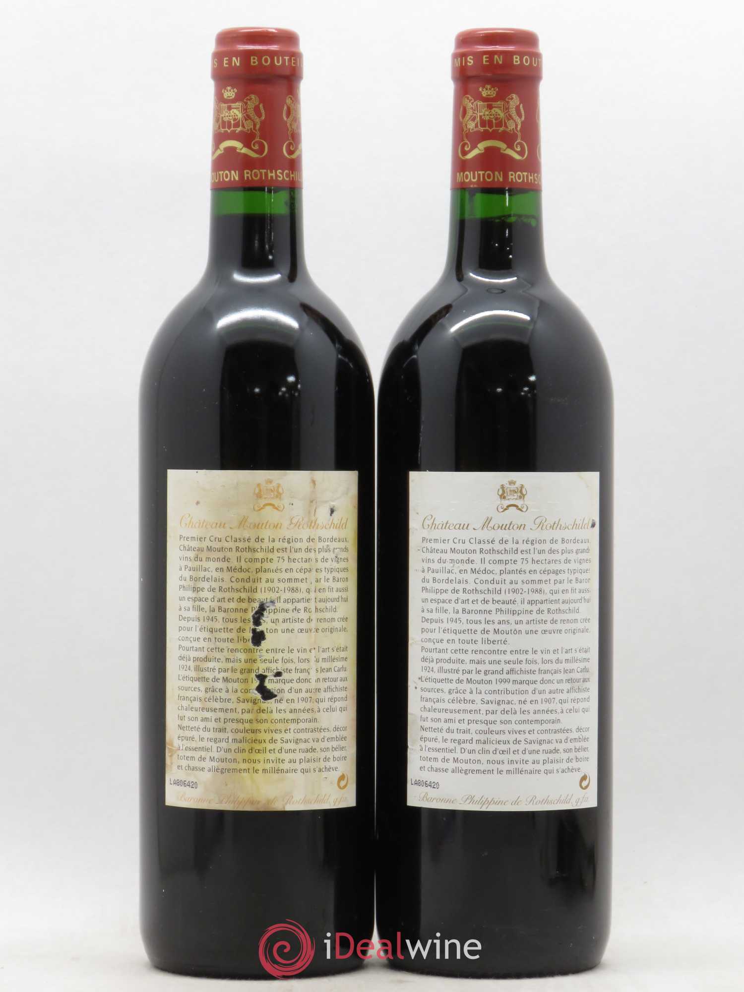 Château Mouton Rothschild 1er Grand Cru Classé 1999 - Lot de 2 bouteilles - 1