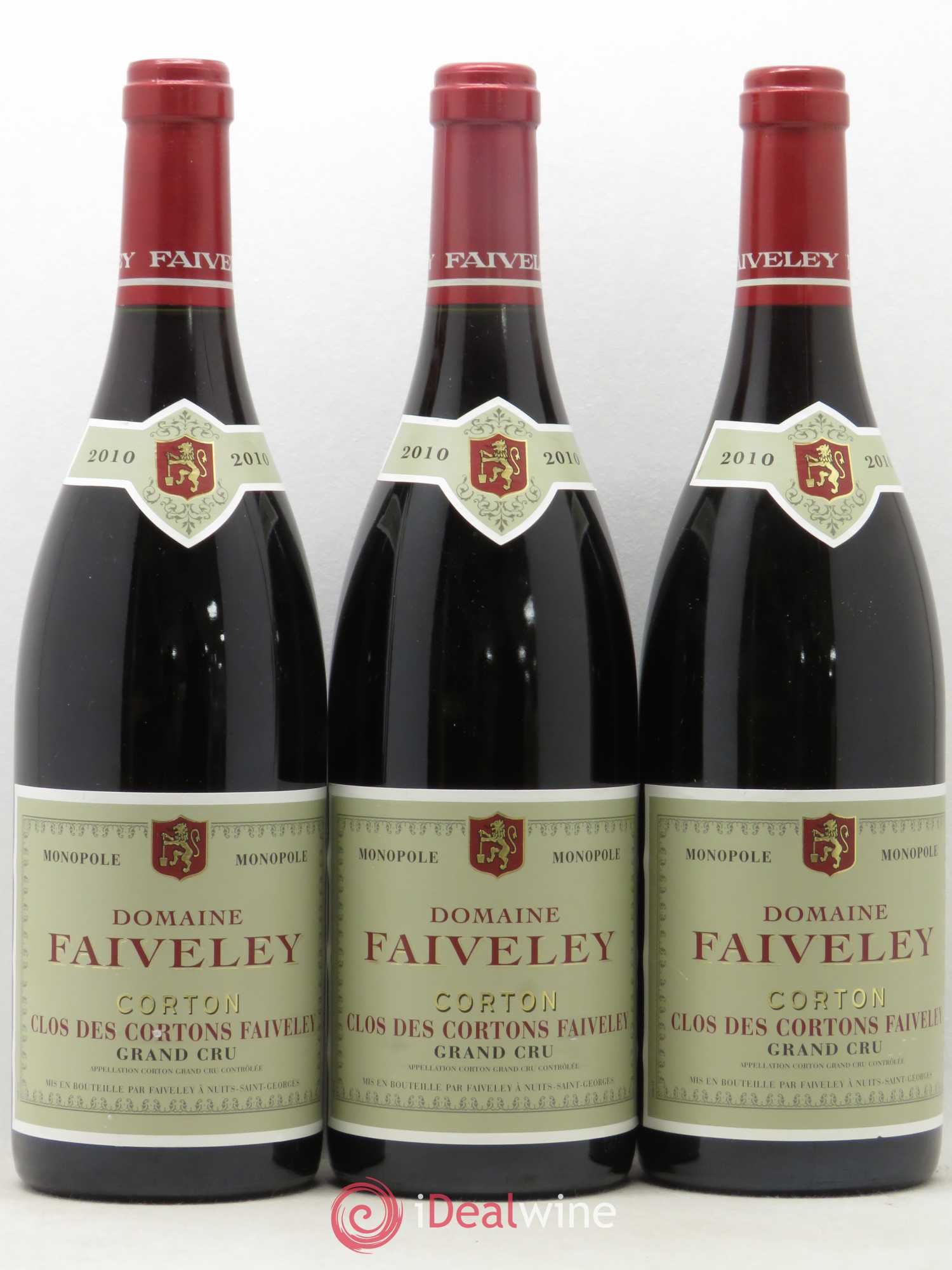 Corton Grand Cru Clos des Cortons Faiveley 2010 - Lot de 3 bouteilles - 0