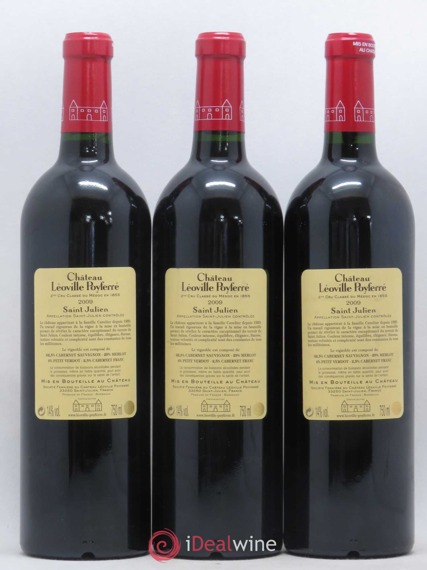 Château Léoville Poyferré 2ème Grand Cru Classé 2009 - Lot de 3 bouteilles - 1