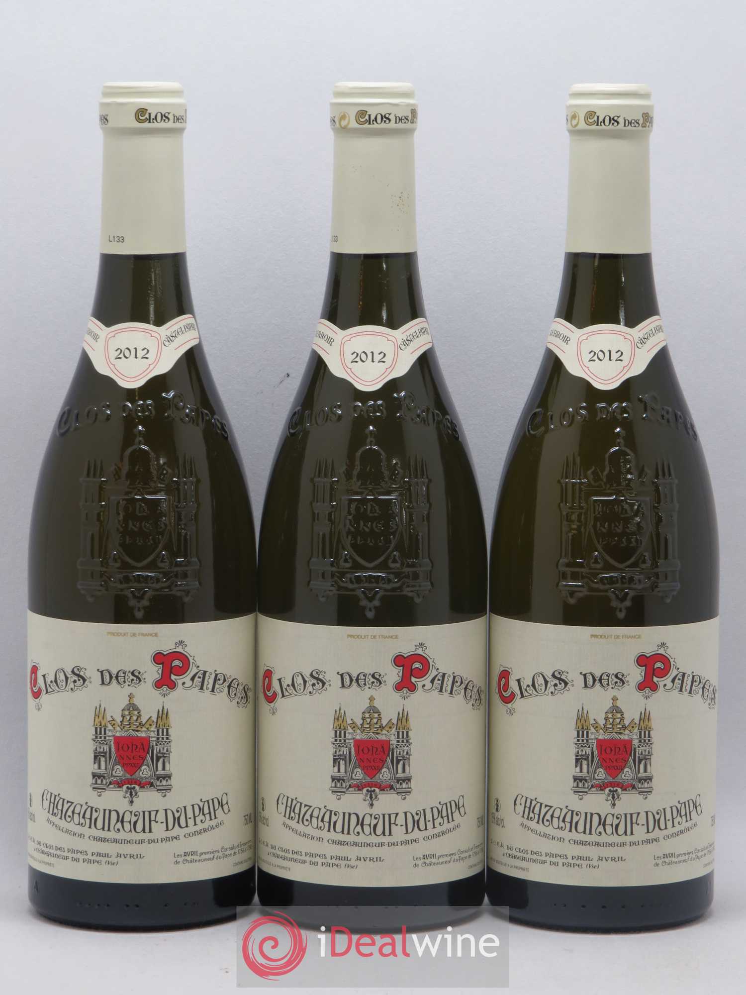 Châteauneuf-du-Pape Clos des Papes - Paul Avril 2012 - Lot de 3 bouteilles - 0