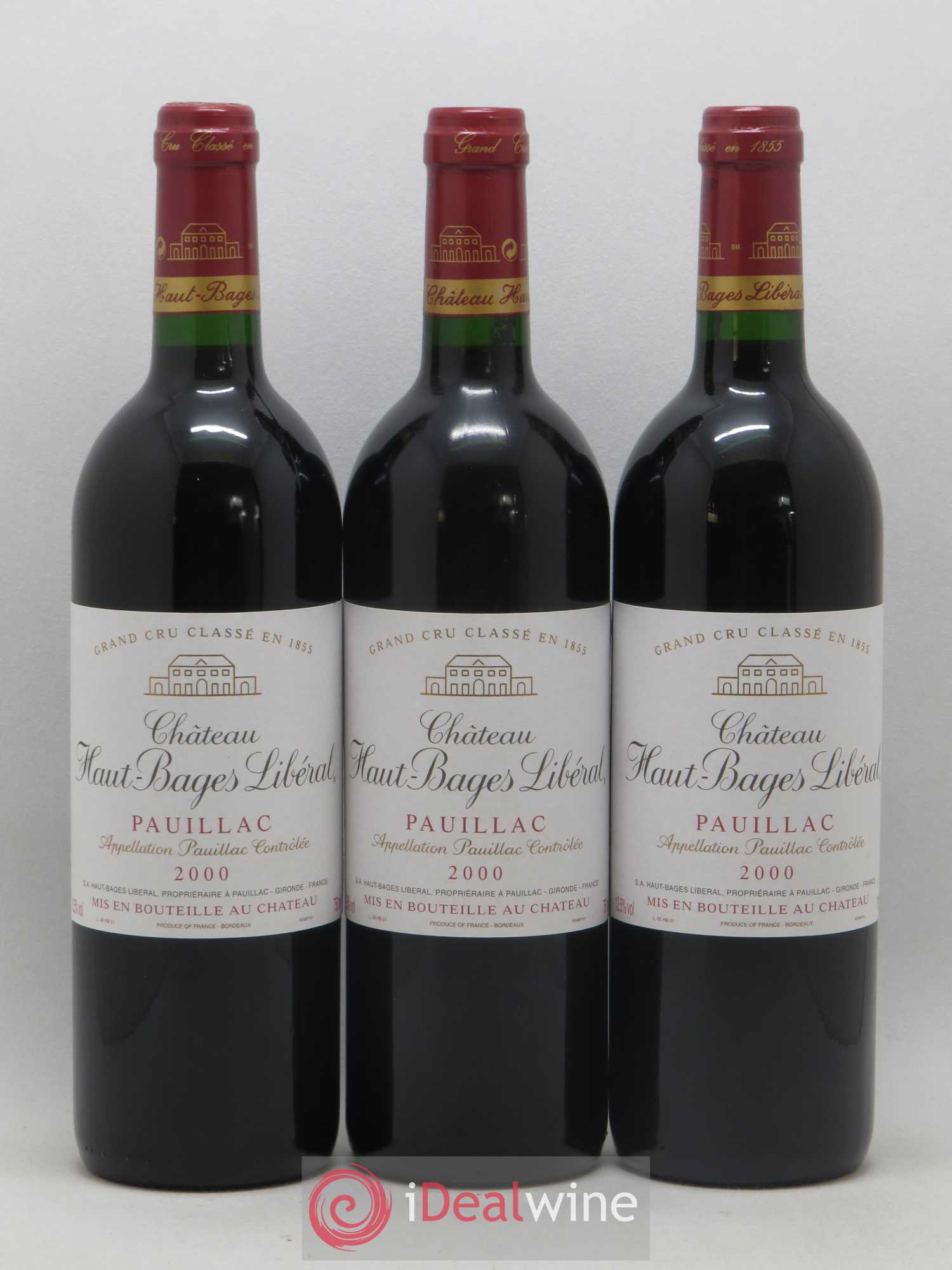 Château Haut Bages Libéral 5ème Grand Cru Classé 2000 - Lot de 3 bouteilles - 0