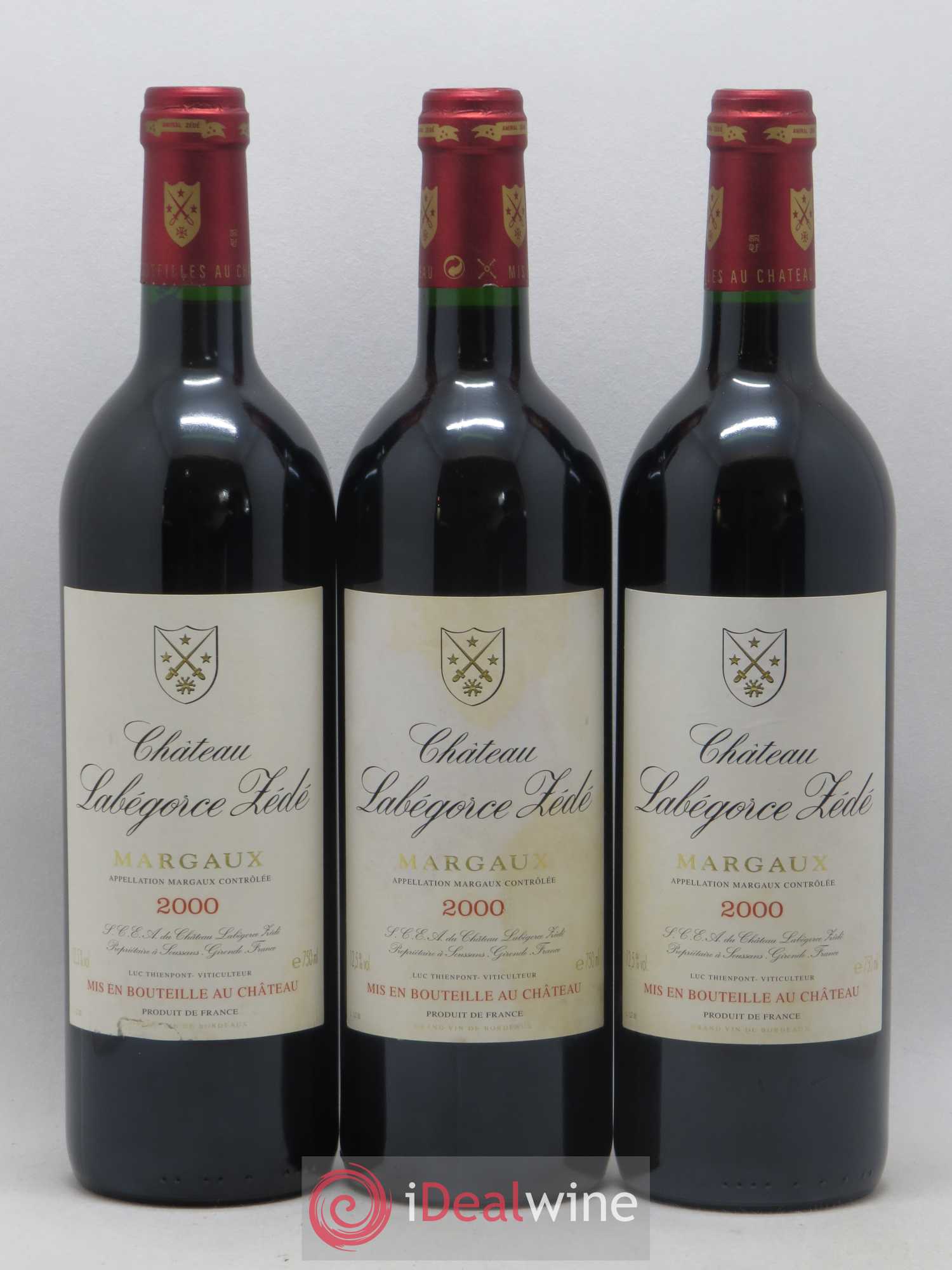 Château Labegorce Zédé Cru Bourgeois 2000 - Lot de 3 bouteilles - 0