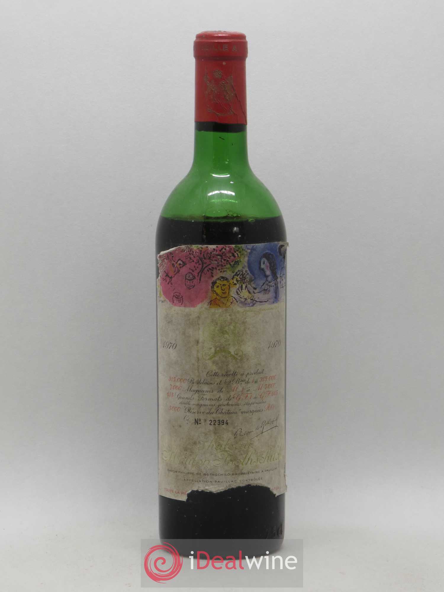 Château Mouton Rothschild 1er Grand Cru Classé 1970 - Lot de 1 bouteille - 0