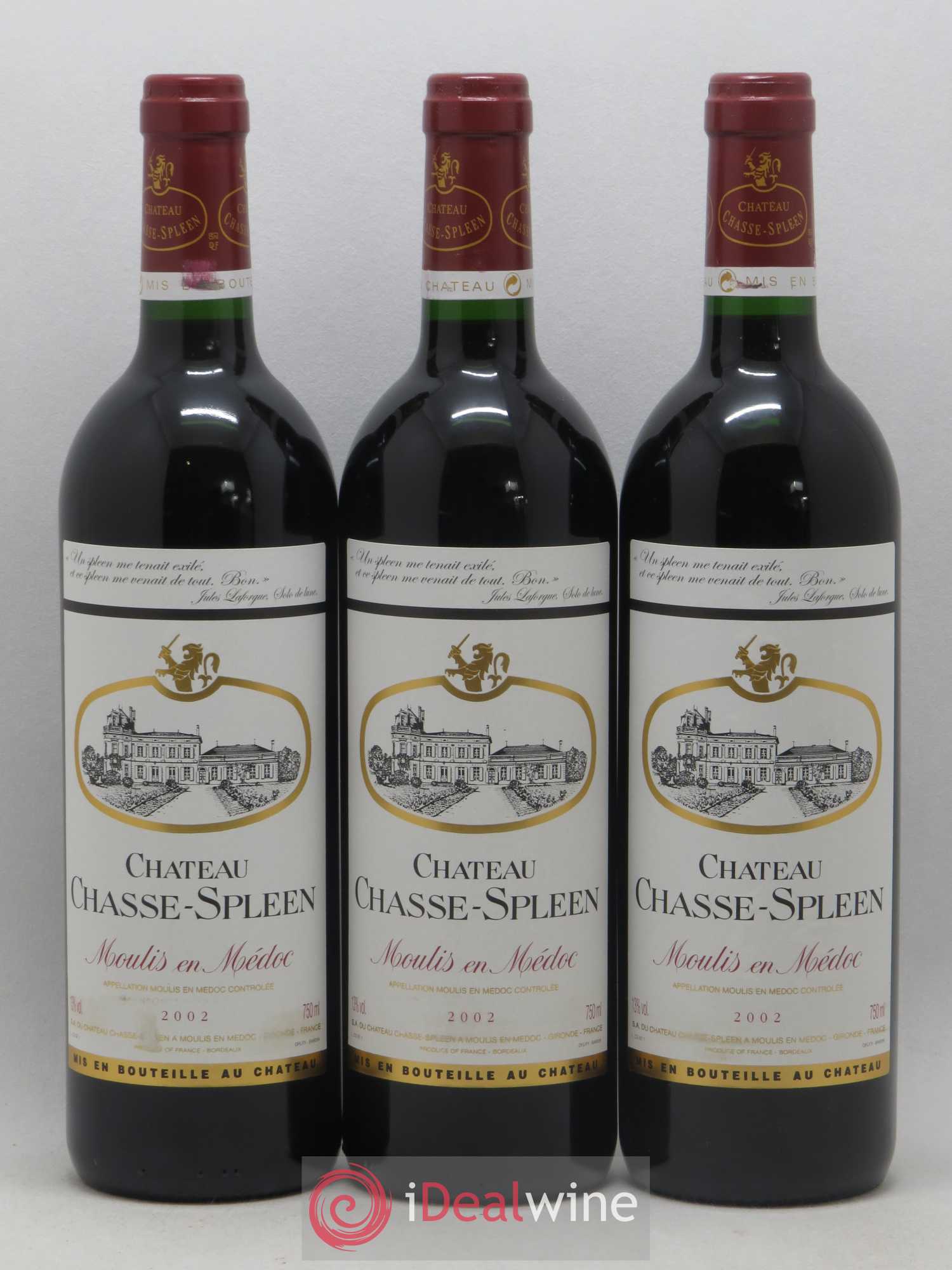 Château Chasse Spleen 2002 - Lot de 3 bouteilles - 0