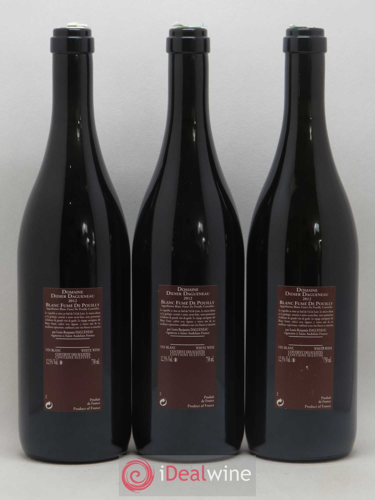 Vin de France (anciennement Pouilly-Fumé) Pur Sang Dagueneau (Domaine Didier - Louis-Benjamin) 2012 - Lot de 3 bouteilles - 1
