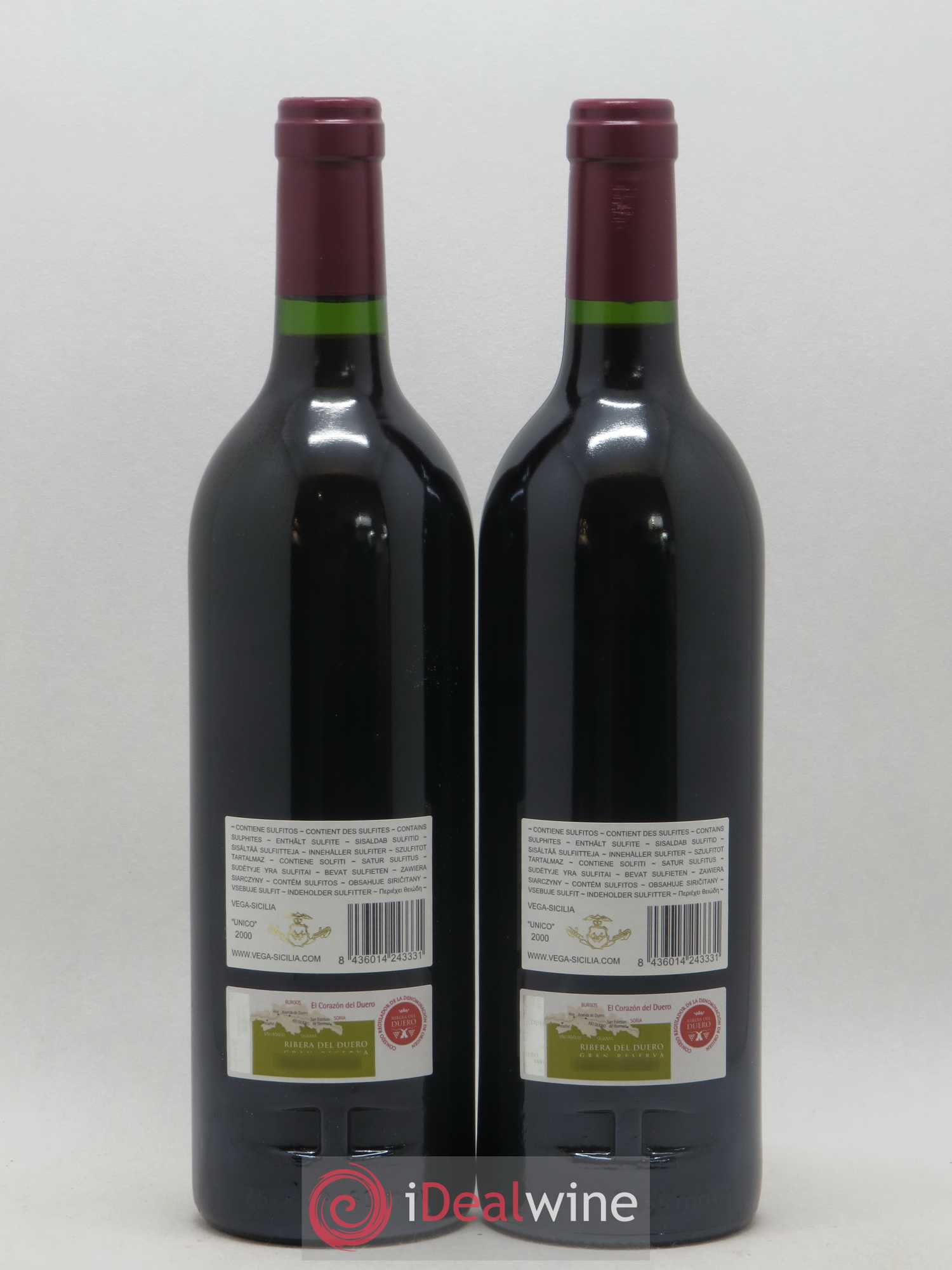 Ribera Del Duero DO Vega Sicilia Unico Famille Alvarez 2000 - Lot de 2 bouteilles - 1