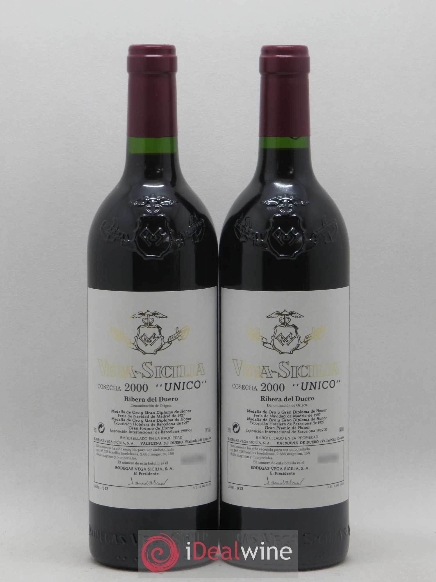 Ribera Del Duero DO Vega Sicilia Unico Famille Alvarez 2000 - Lot de 2 bouteilles - 0