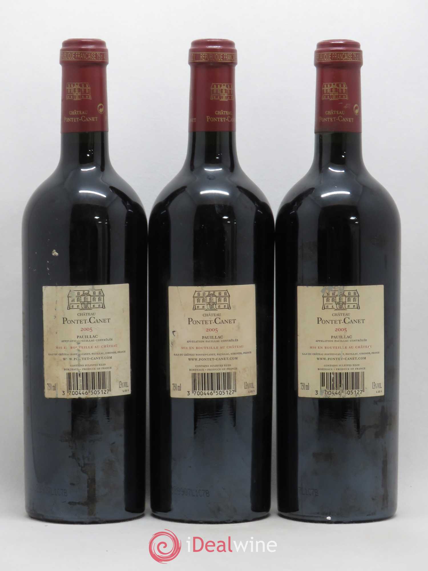 Château Pontet Canet 5ème Grand Cru Classé 2005 - Lot de 3 bouteilles - 1