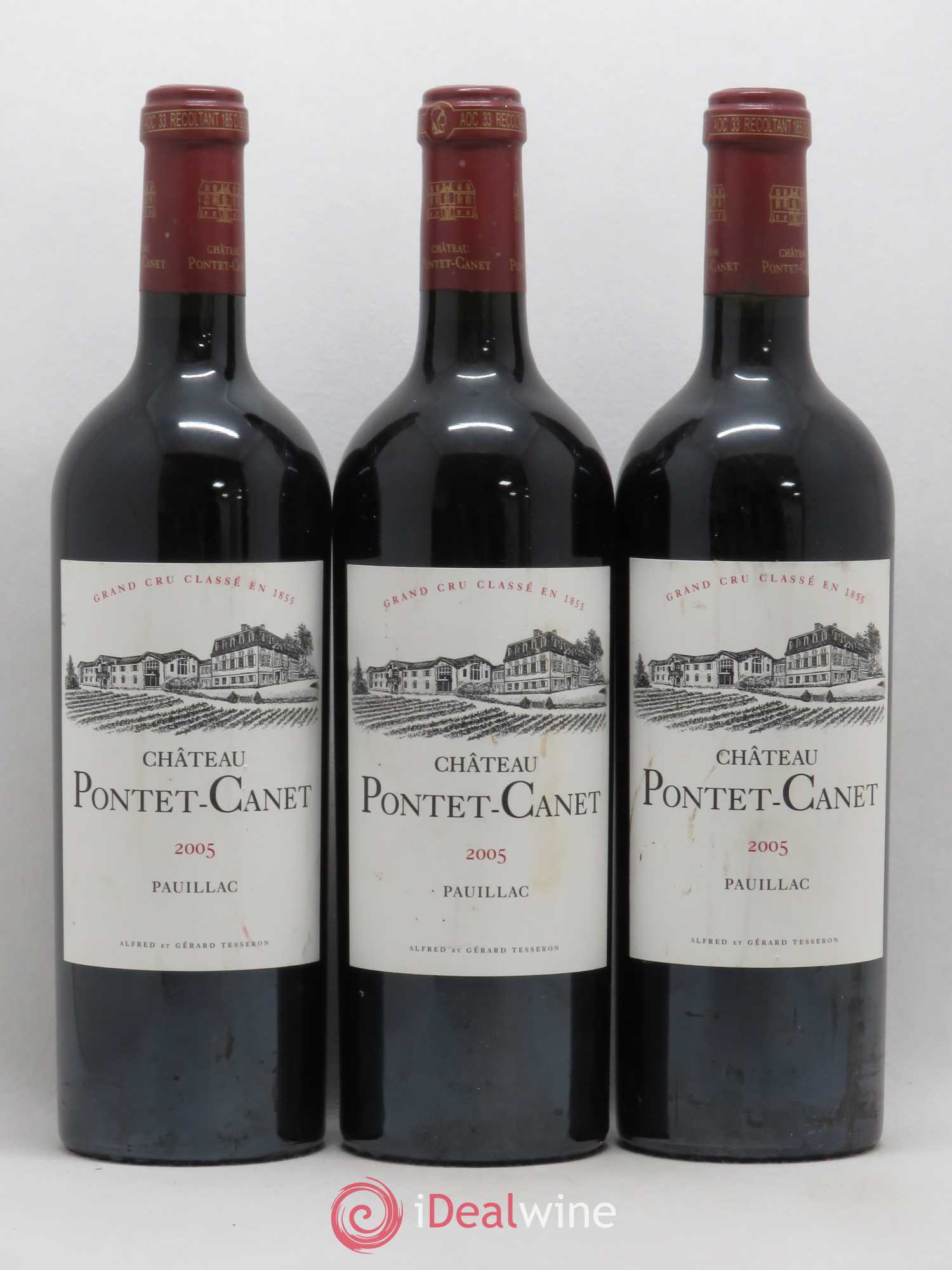 Château Pontet Canet 5ème Grand Cru Classé 2005 - Lot de 3 bouteilles - 0